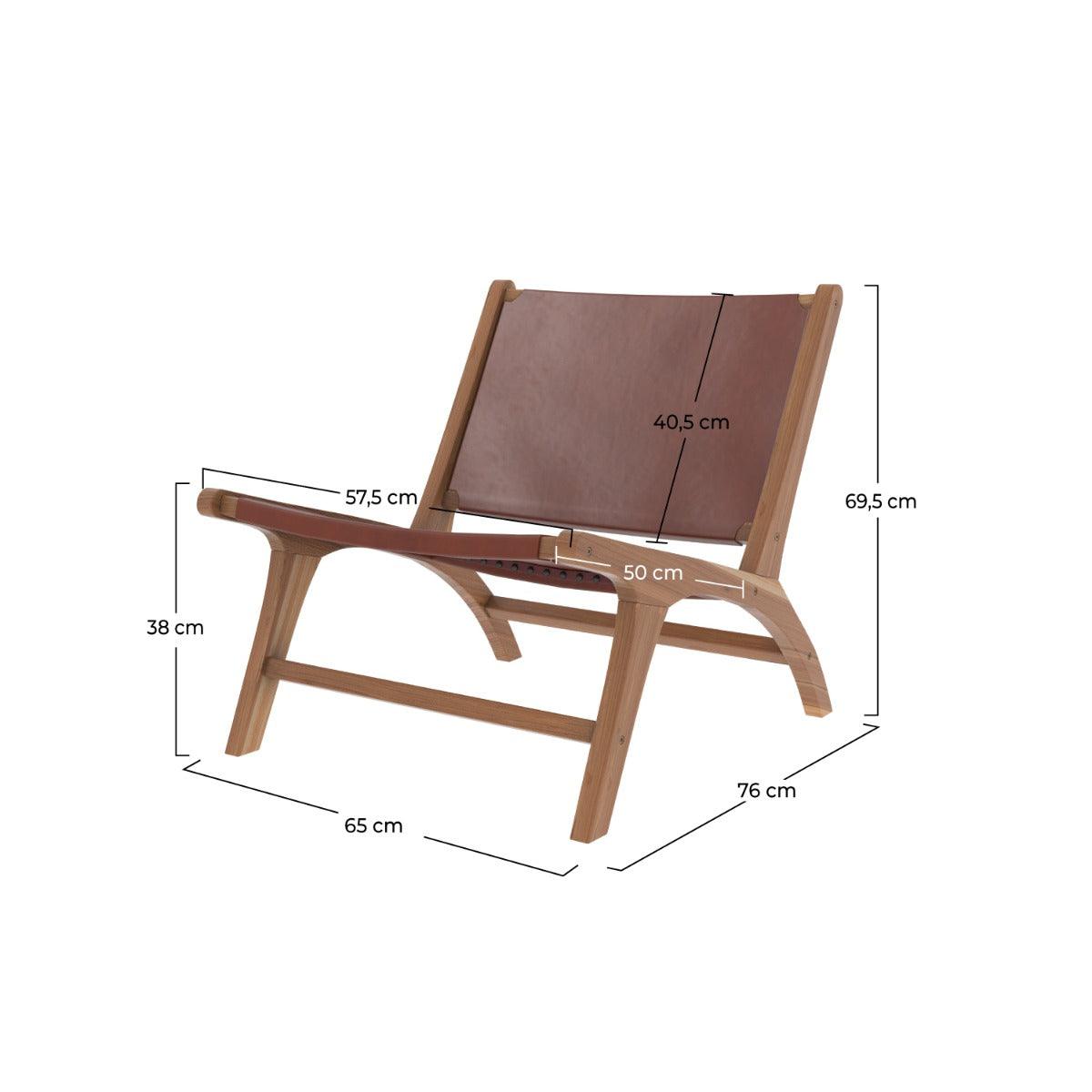 fauteuil en cuir lisse marron kuna