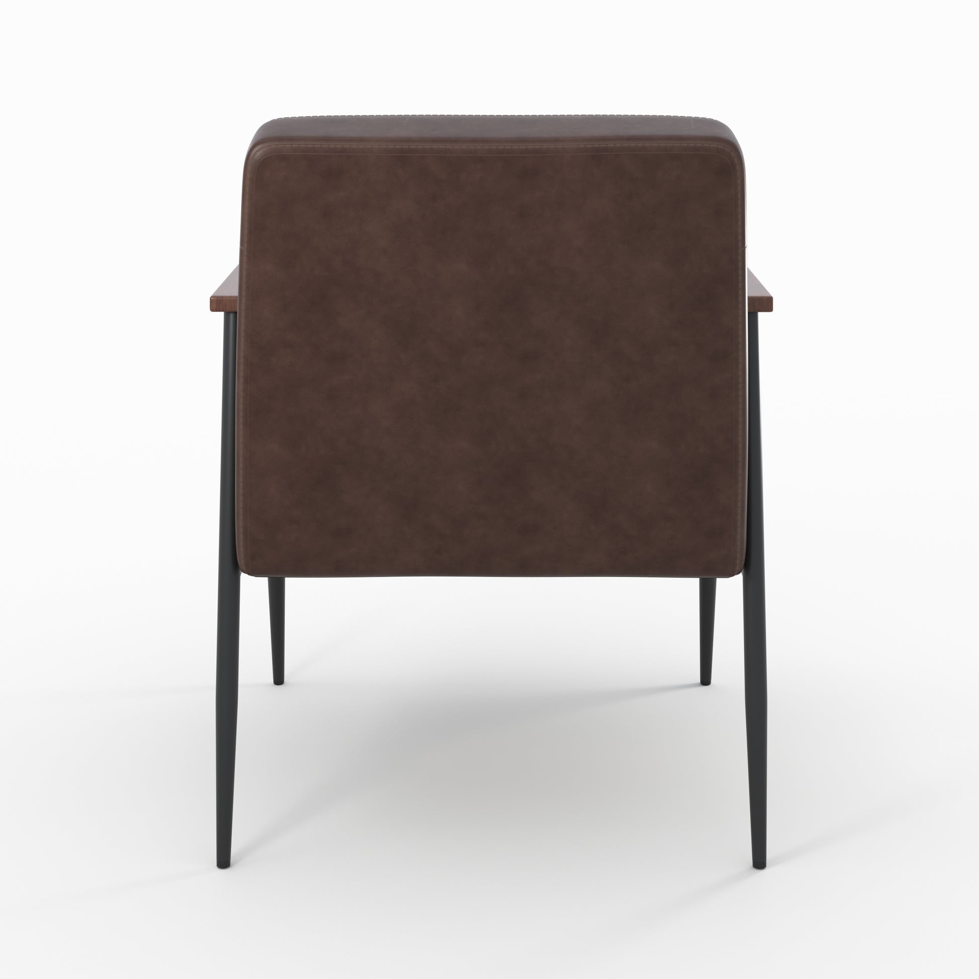fauteuil en cuir marron pieds en metal noir hugues
