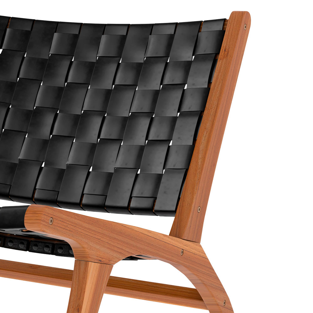 fauteuil en cuir tresse noir kuna