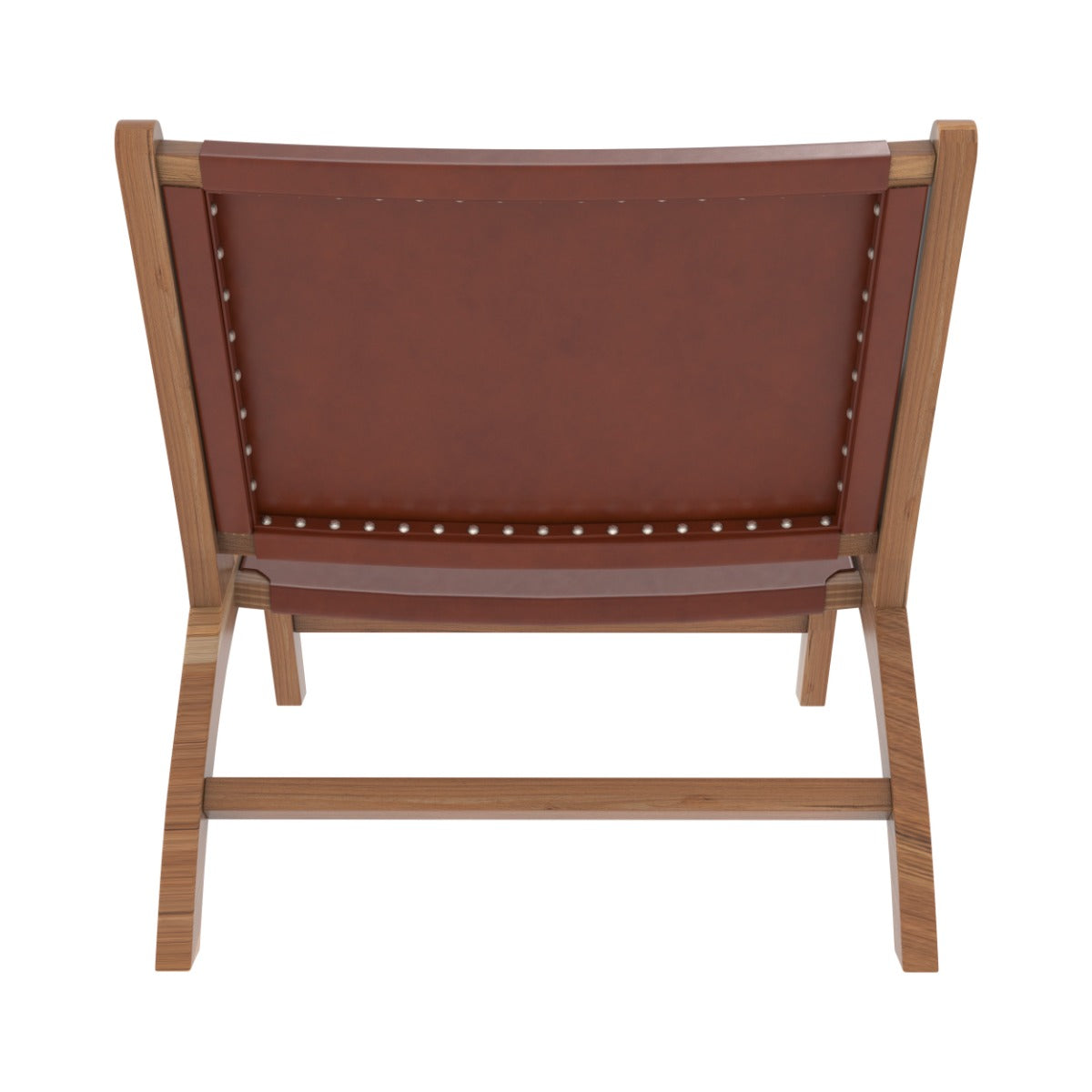 fauteuil en teck et cuir marron kuna