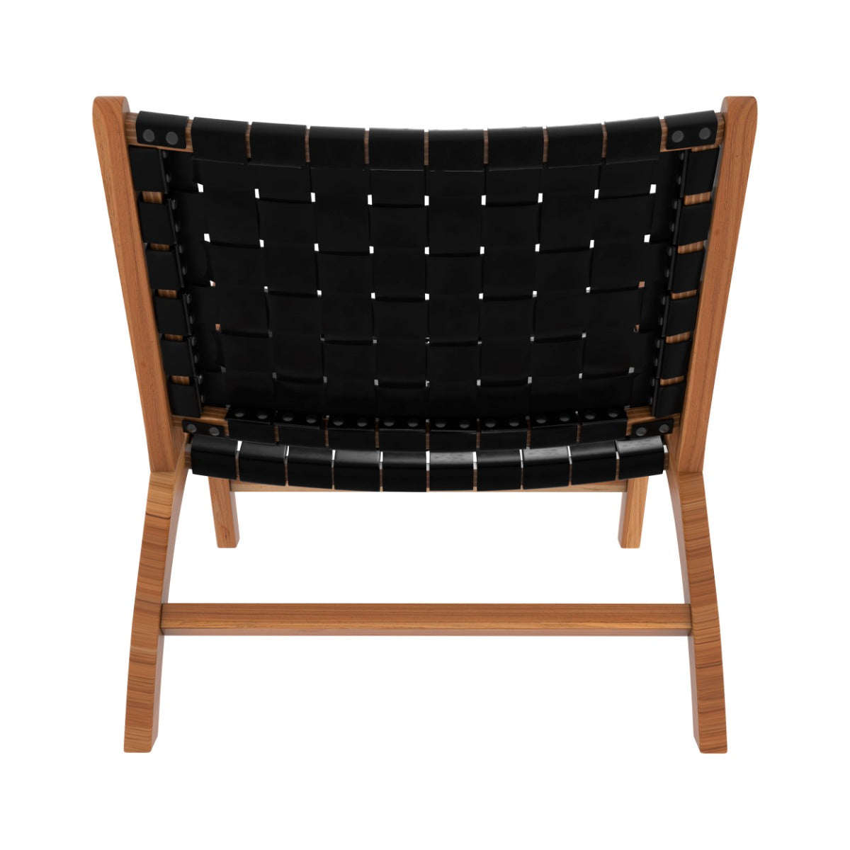 fauteuil en teck et cuir tresse kuna