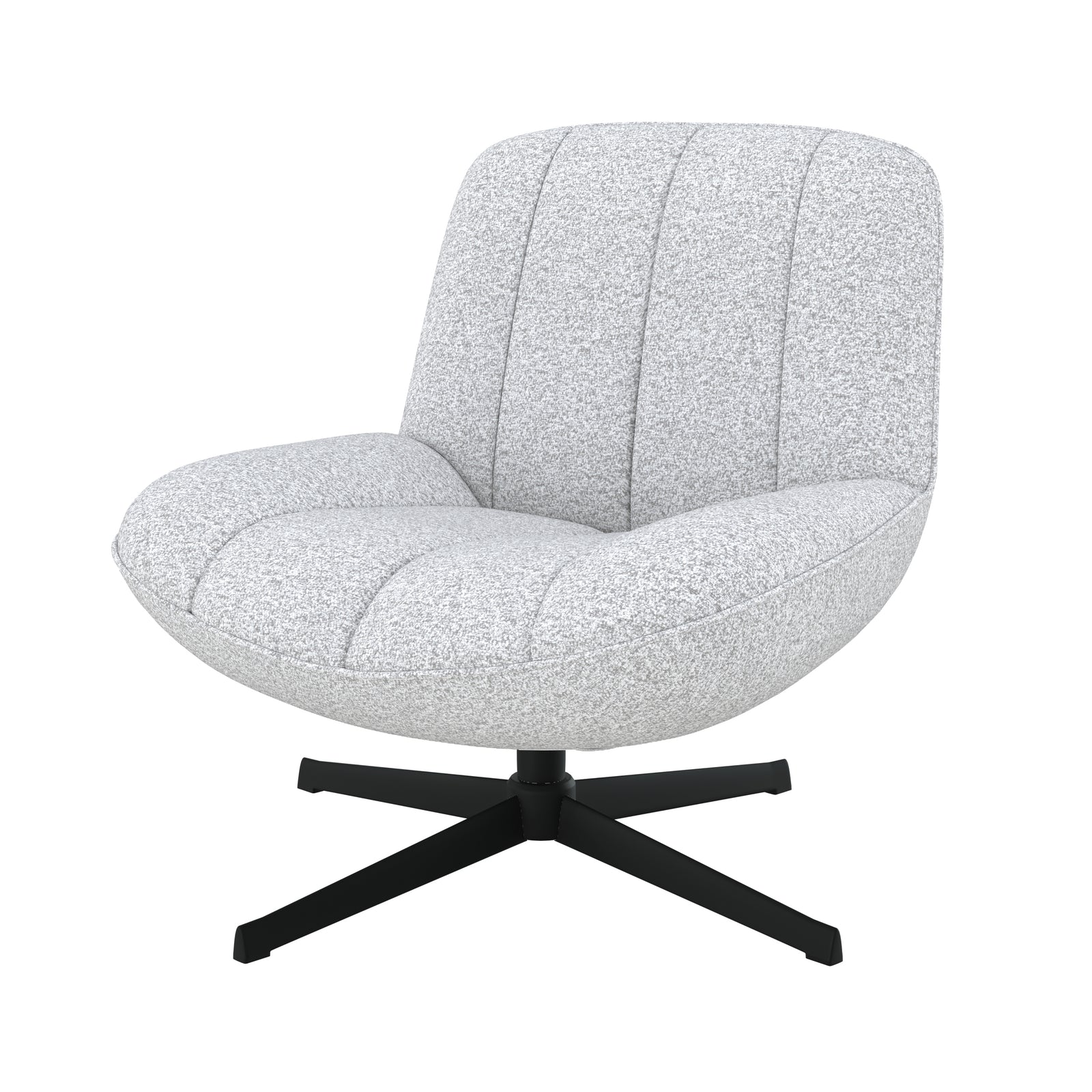 fauteuil en tissu boucle gris chine pivotant fond blanc