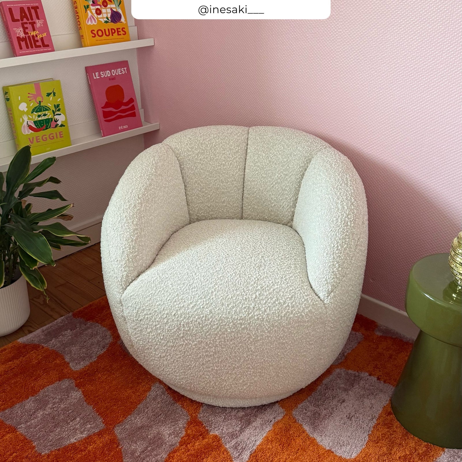 fauteuil en tissu bouclette blanc yse confortable rendez vous deco