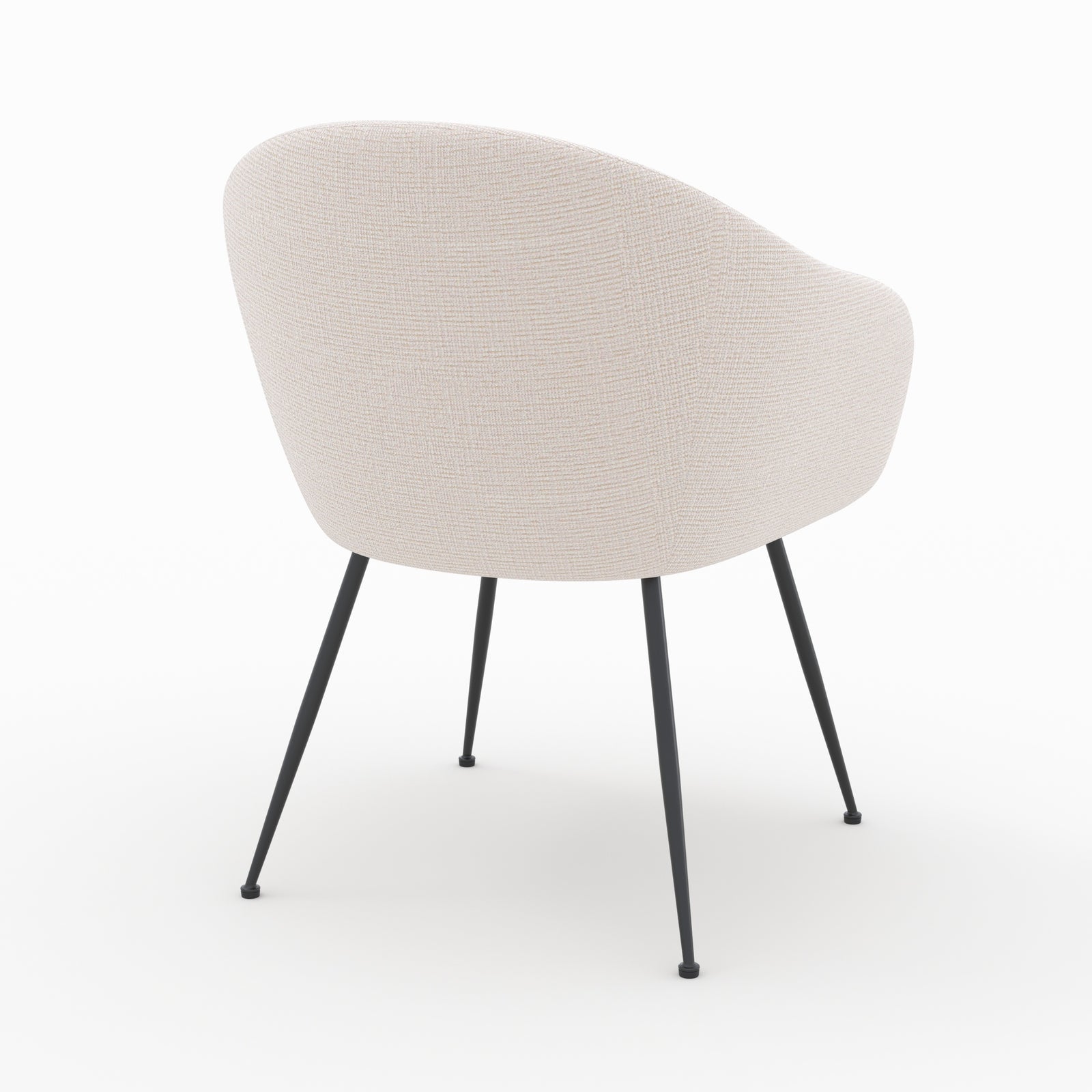 fauteuil en tissu socky blanc chine pieds fins noirs accoudoirs