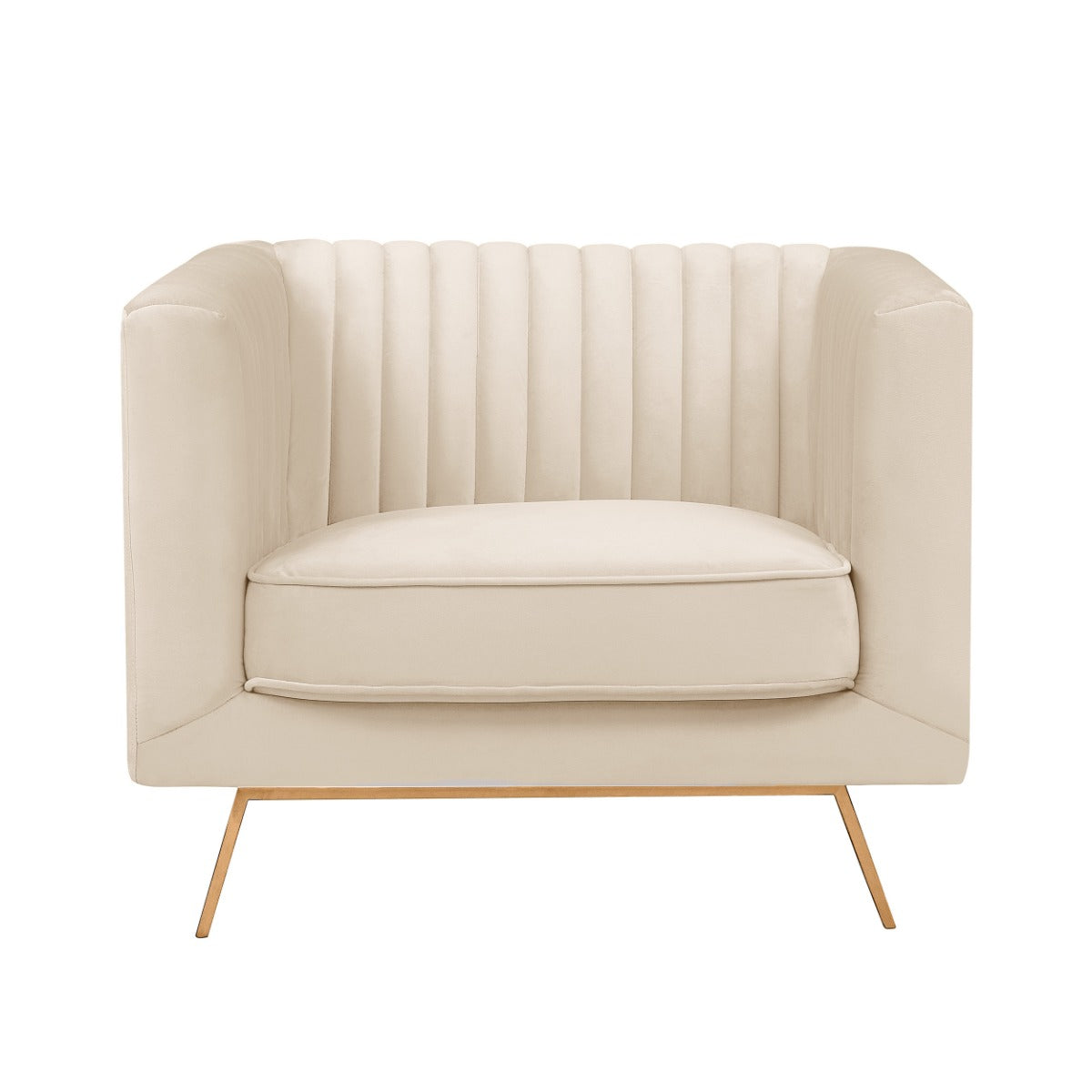fauteuil en velours beige pieds dore gastby
