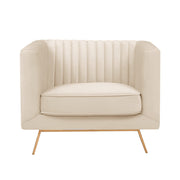 fauteuil en velours beige pieds dore gastby