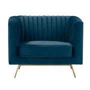 fauteuil en velours bleu fonce pieds dores gatsby