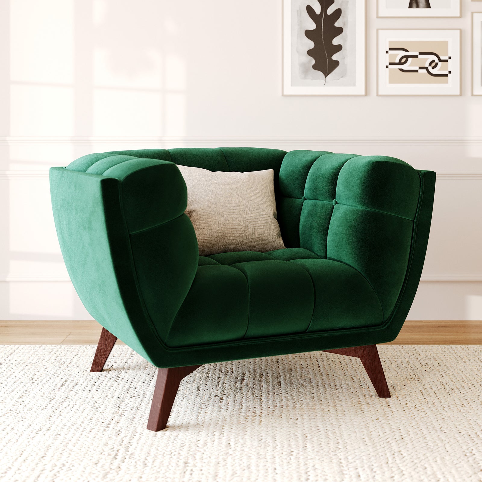 fauteuil en velours vert fonce mona