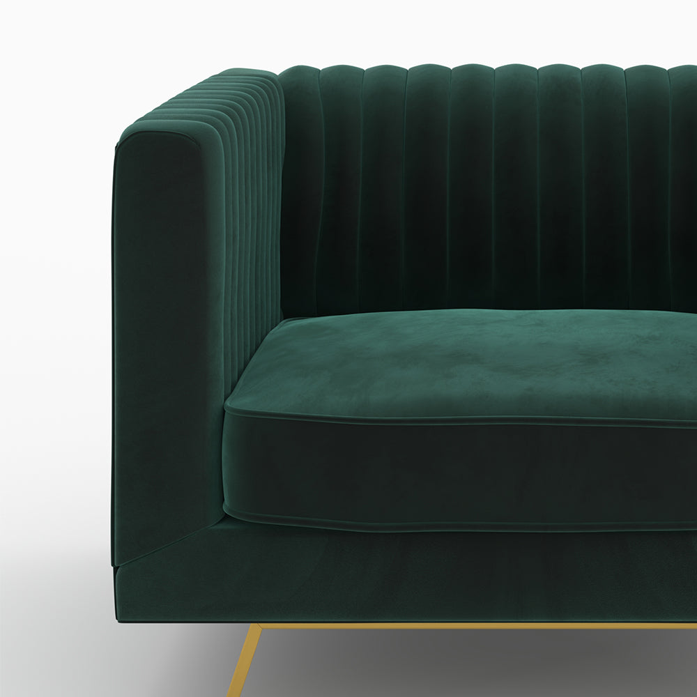 fauteuil et canape en velours vert gatsby 4 places