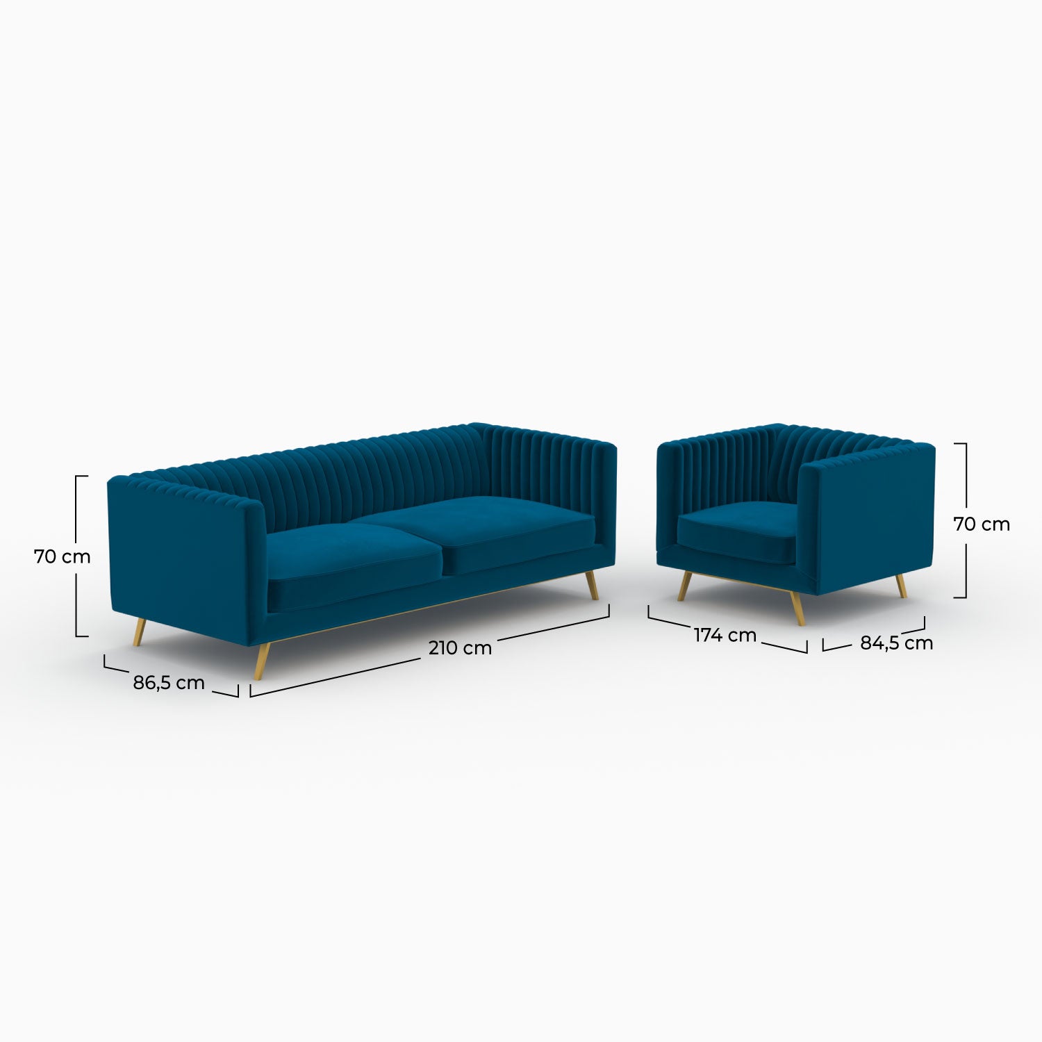 fauteuil et canape gatsby velours bleu 4 places rdv deco