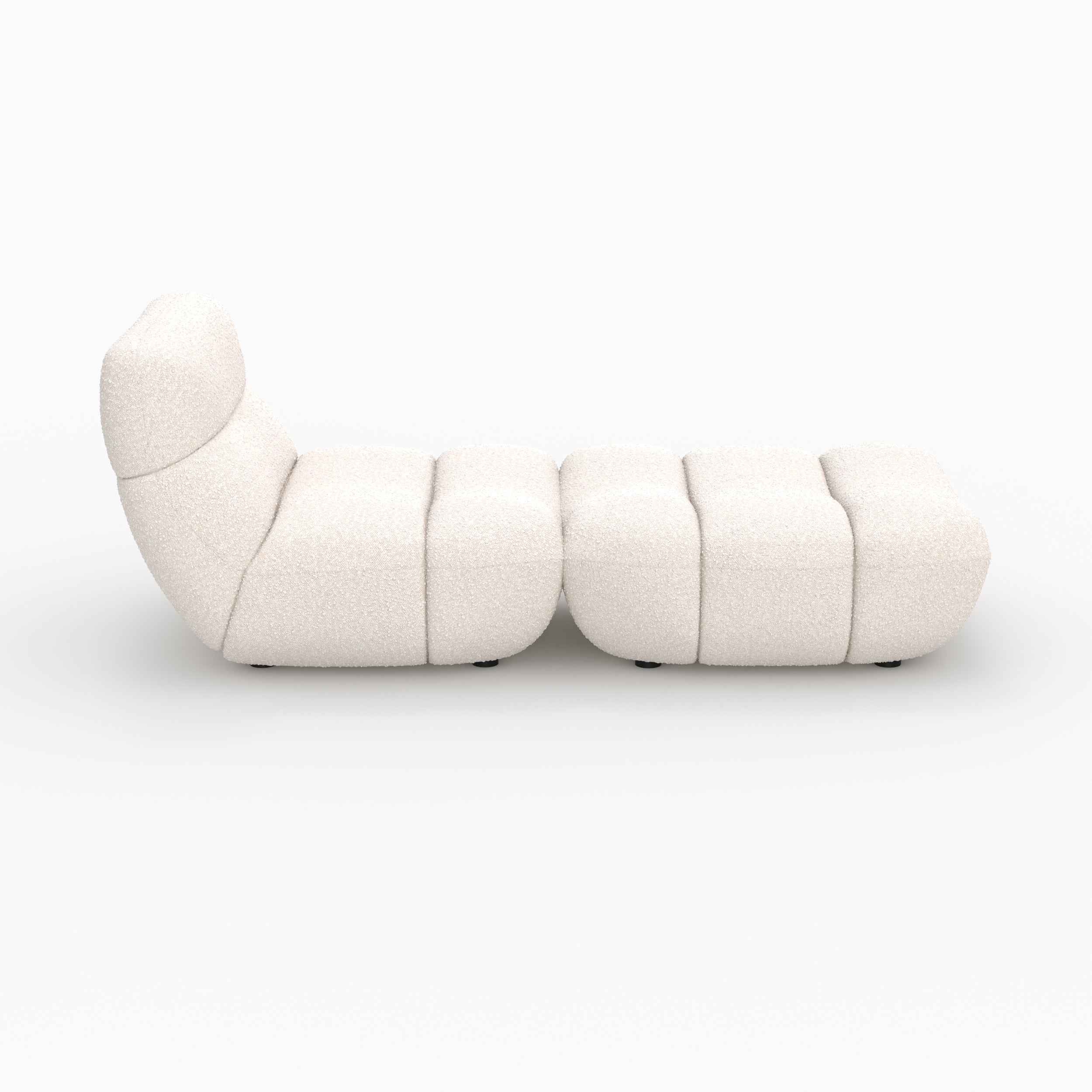 Ensemble fauteuil et pouf Teddy en tissu bouclé blanc