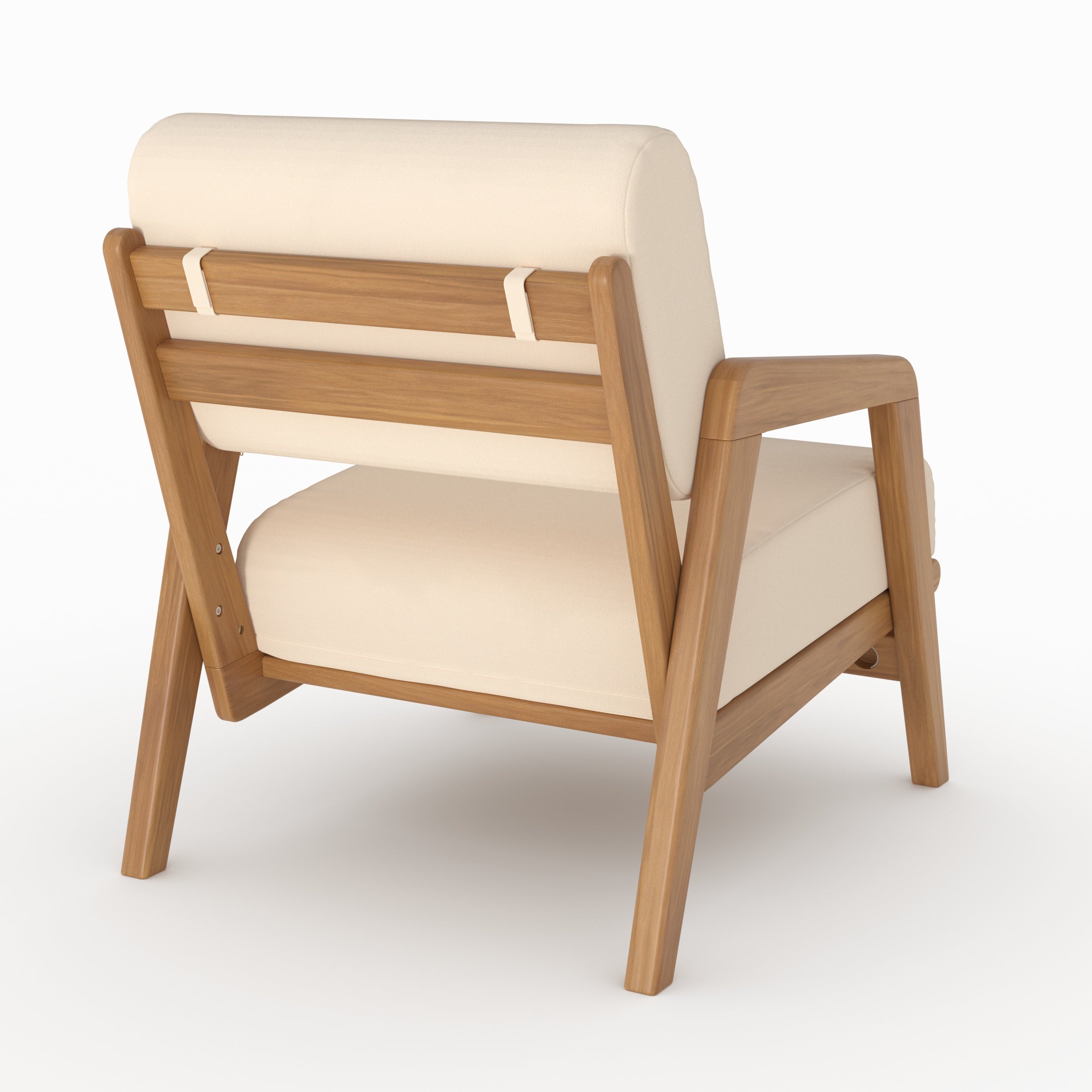 Fauteuil de jardin Siargao en bois d'acacia et tissu beige clair