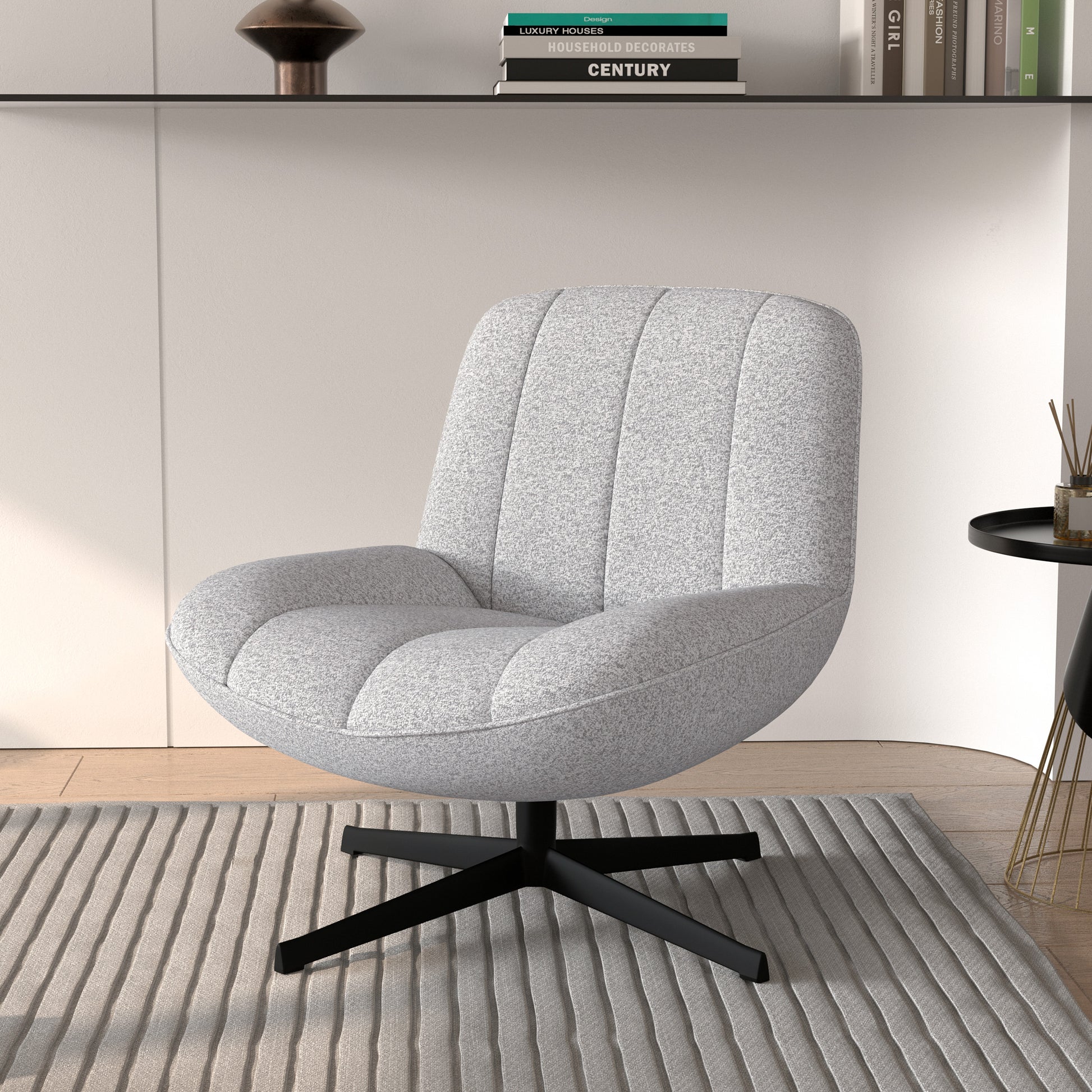 fauteuil gris chine pied noir