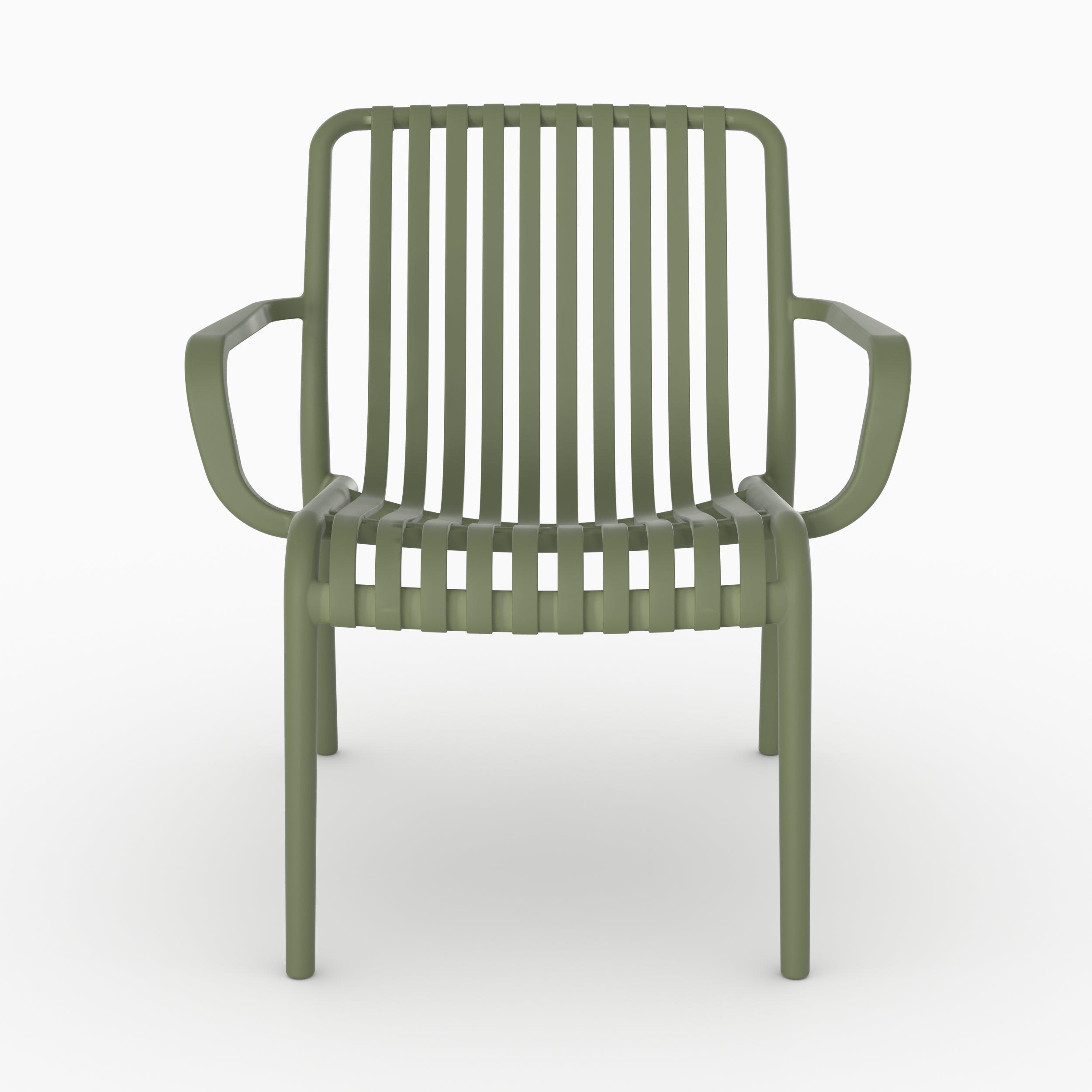 Lot de 2 fauteuils de jardin Ivy en plastique vert kaki avec accoudoirs