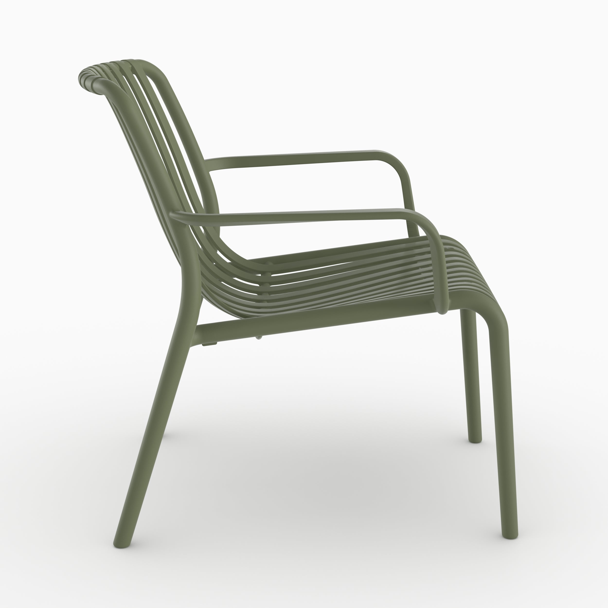 Lot de 2 fauteuils de jardin Ivy en plastique vert kaki avec accoudoirs