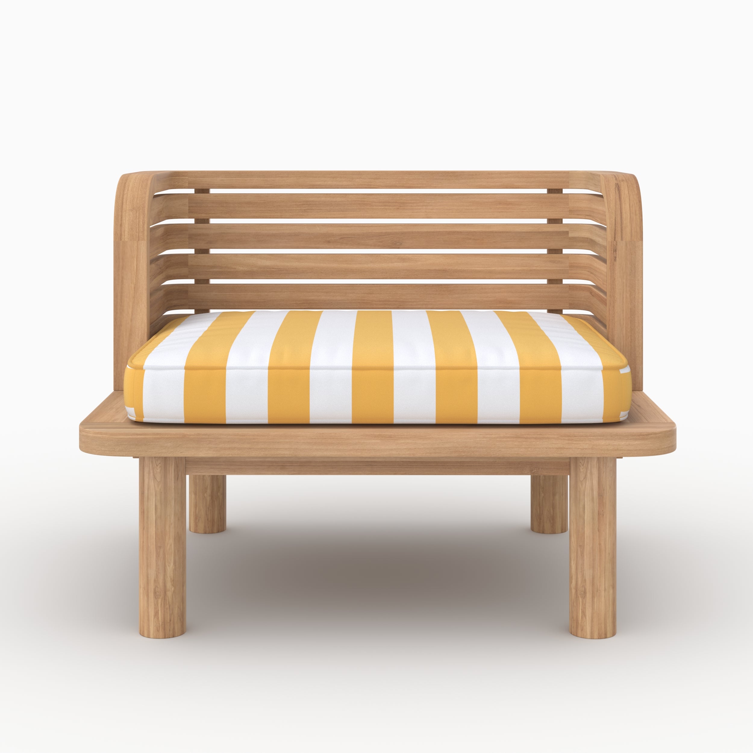 Fauteuil de jardin Kilda en teck massif et coussin rayé jaune