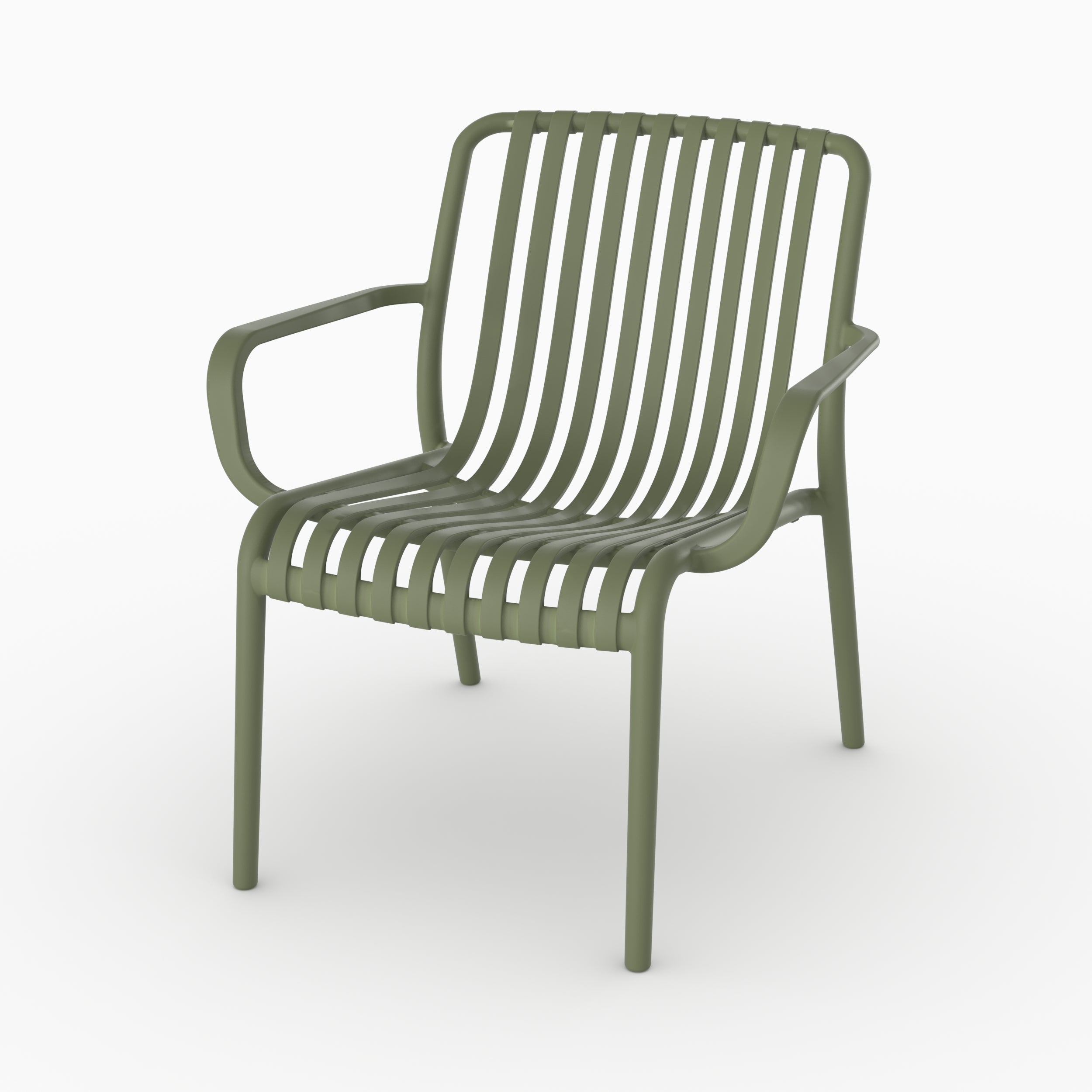 Lot de 2 fauteuils de jardin Ivy en plastique vert kaki avec accoudoirs