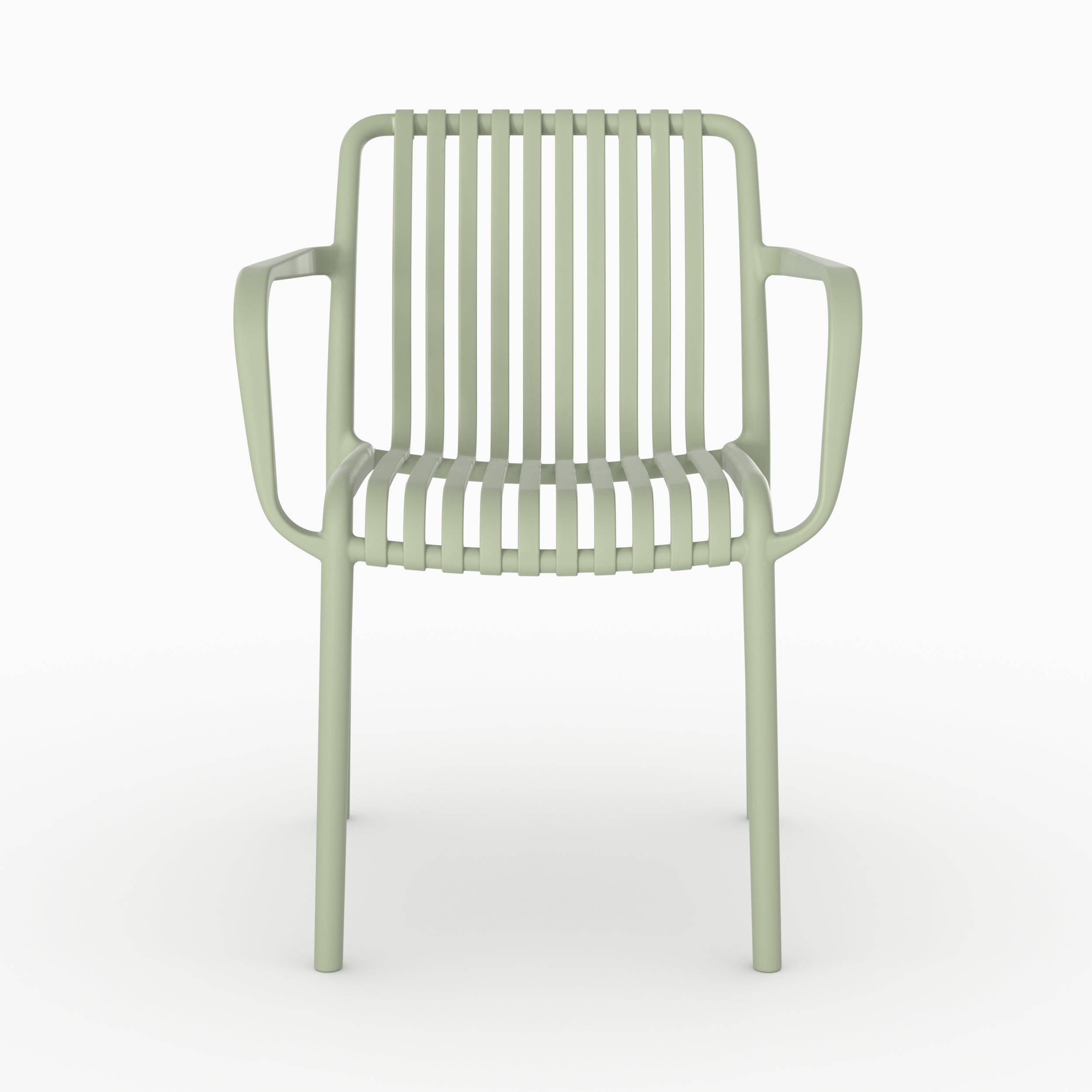 Lot de 2 chaises de jardin empilables Ivy en plastique avec accoudoirs vert pastel