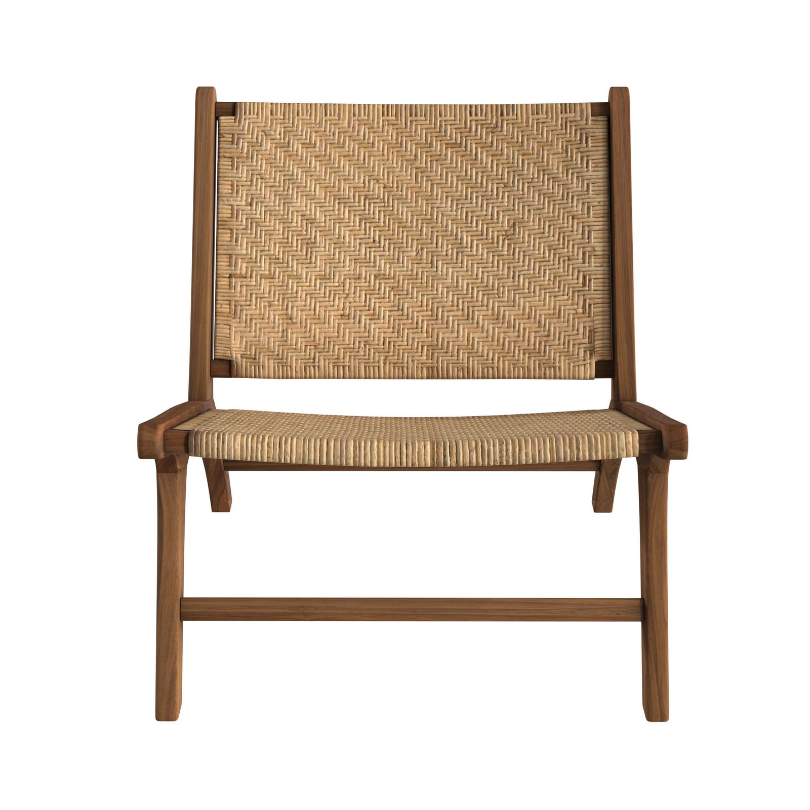 fauteuil kilka bois de teck tressage chevron en rotin