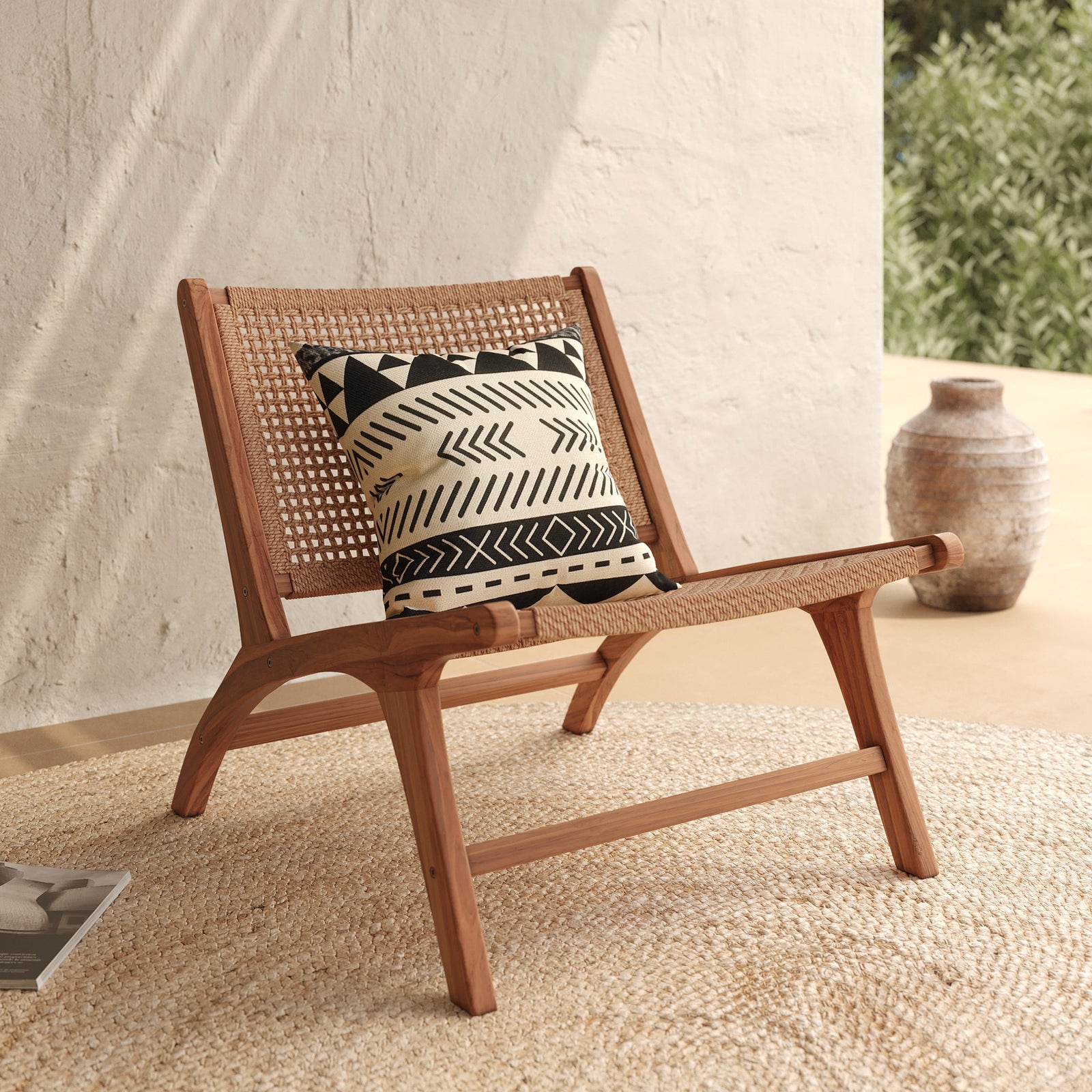 fauteuil jardin boheme bali teck tressage naturel