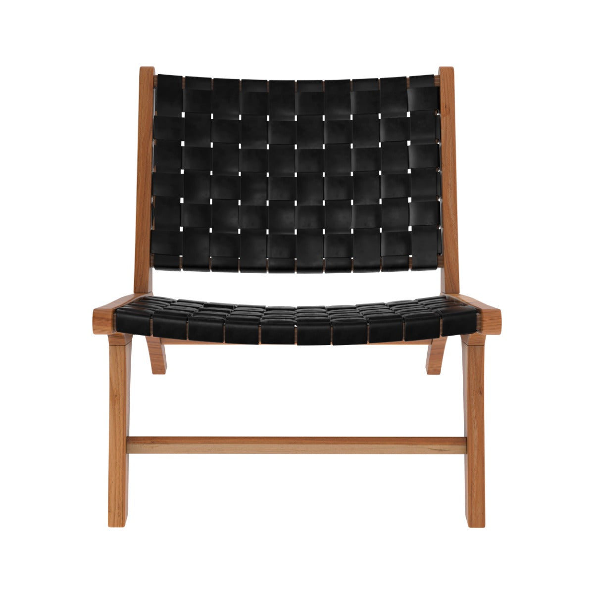 fauteuil kuna en teck et cuir tresse