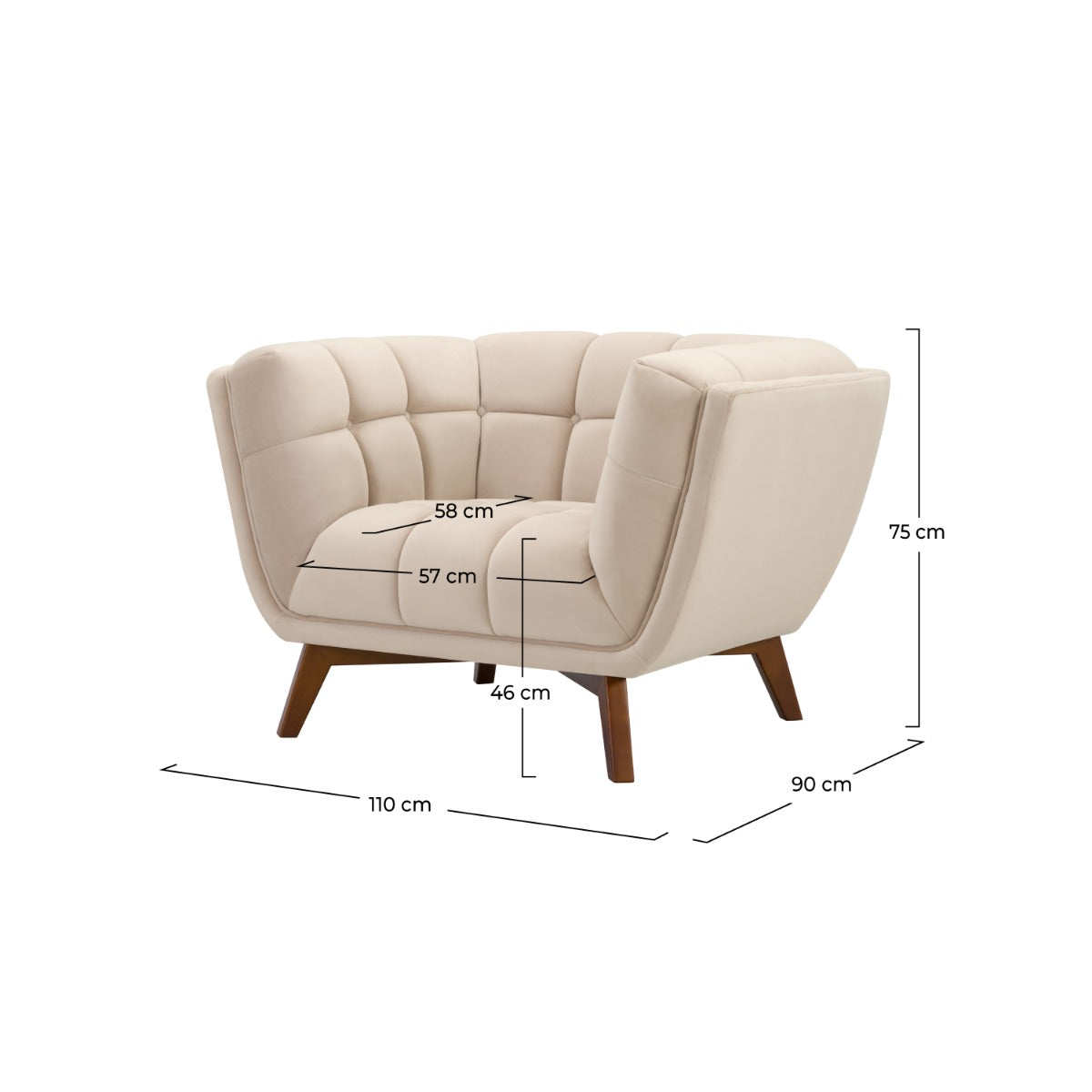 fauteuil mona en velours beige