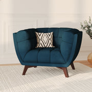 Fauteuil Mona en velours bleu foncé