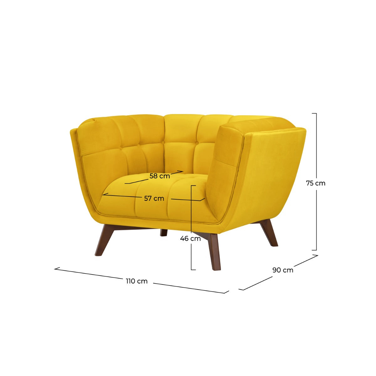 fauteuil mona en velours jaune