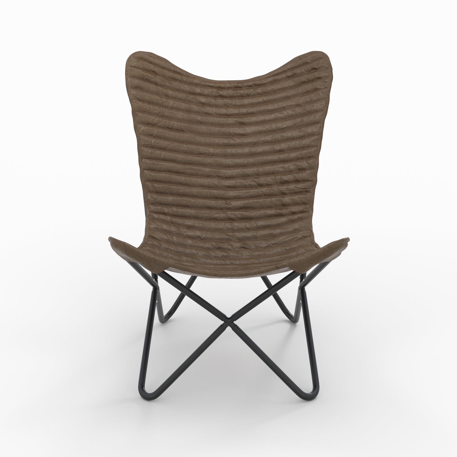 fauteuil papillon en cuir vert pieds noir octave