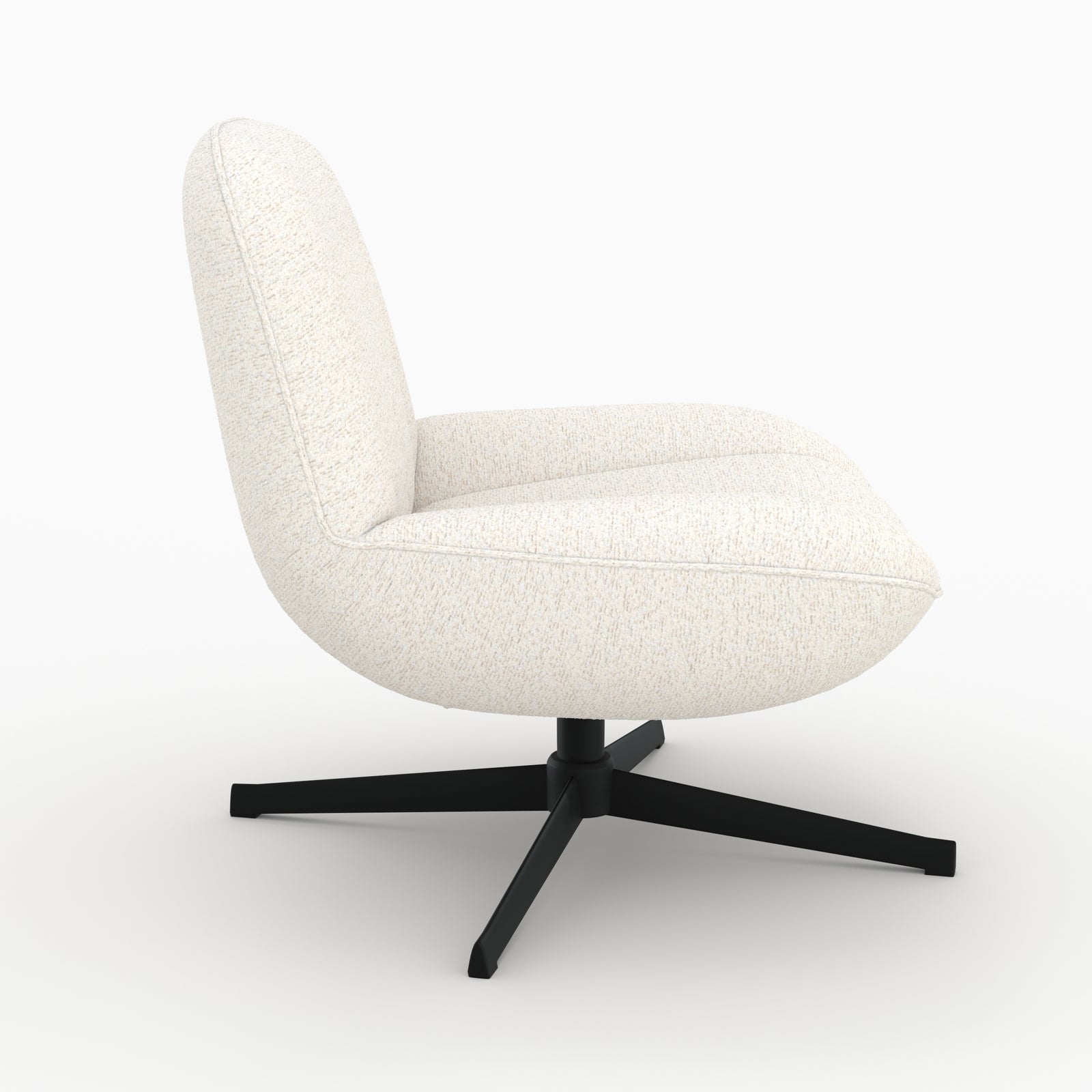 fauteuil pivotant en tissu bouclette blanc casse elvis