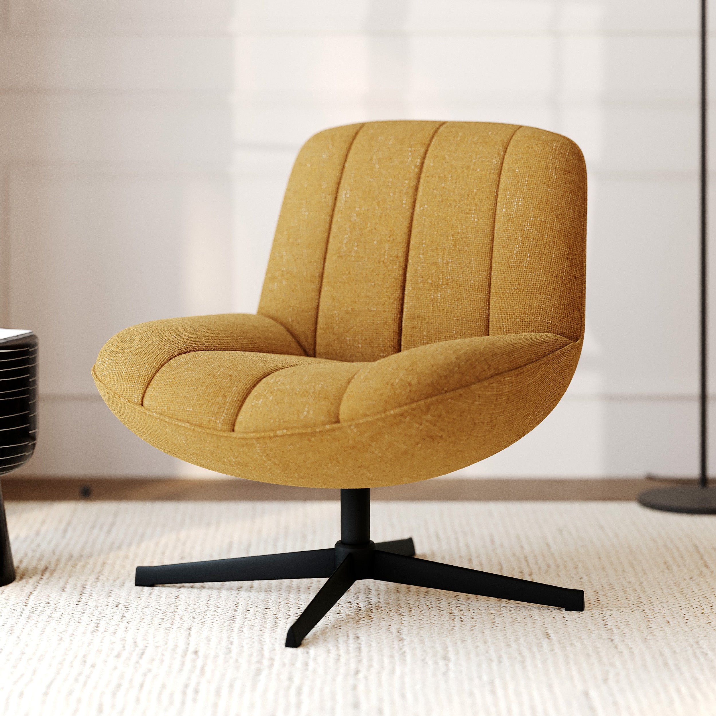 fauteuil pivotant evlours jaune moutarde elvis