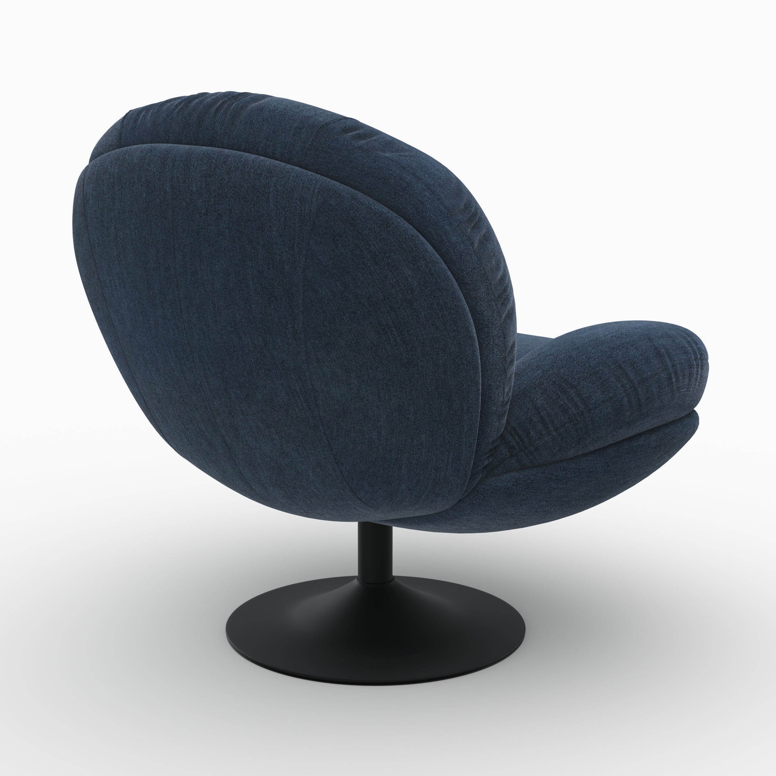 Fauteuil Ricci pivotant en tissu effet velours bleu foncé