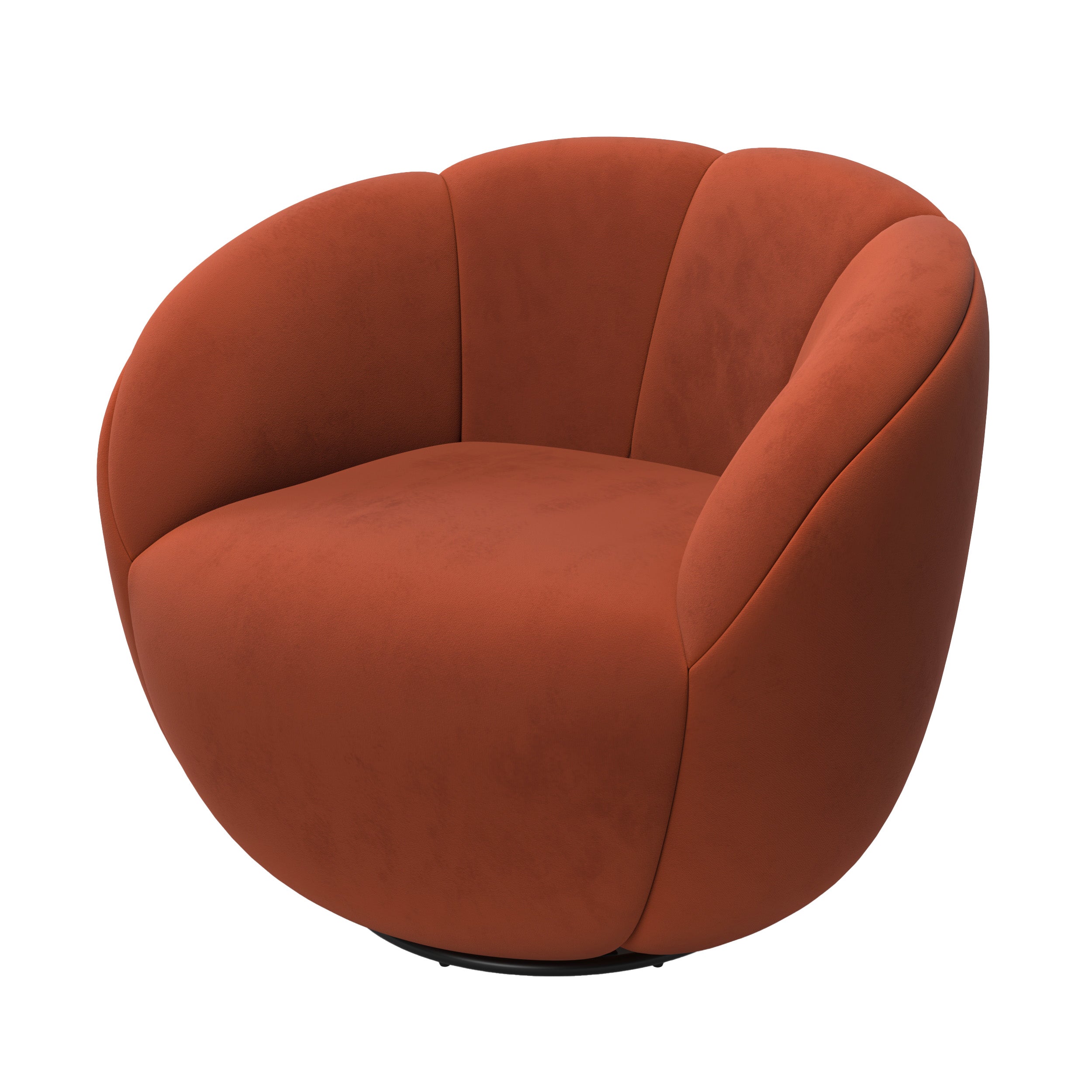 Fauteuil pivotant Ysé en velours rouge brique