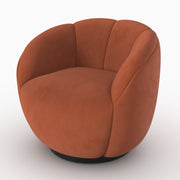 fauteuil pivotant yse velours rouge fonce design coquillage
