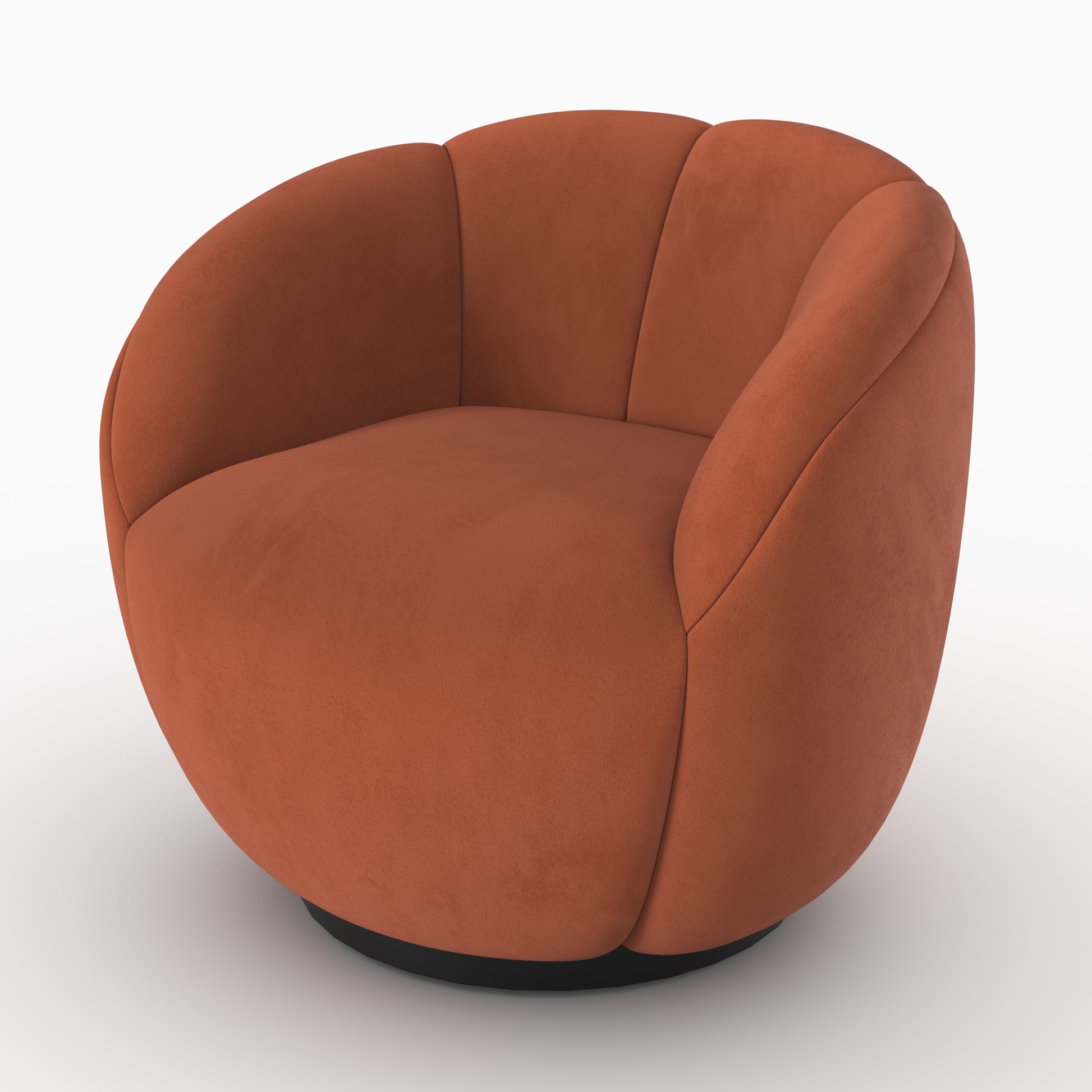 fauteuil pivotant yse velours rouge fonce design coquillage