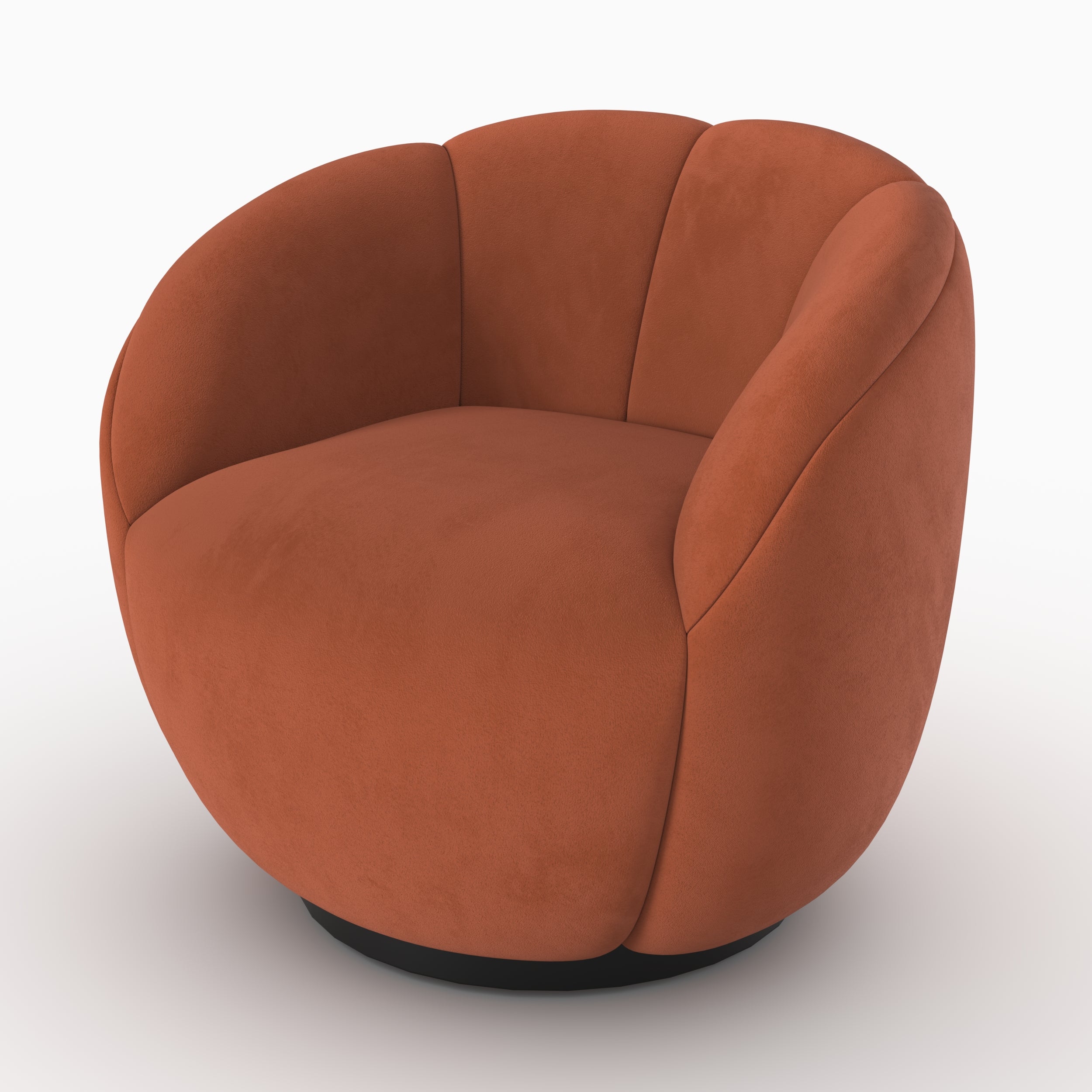 fauteuil pivotant yse velours rouge fonce design coquillage