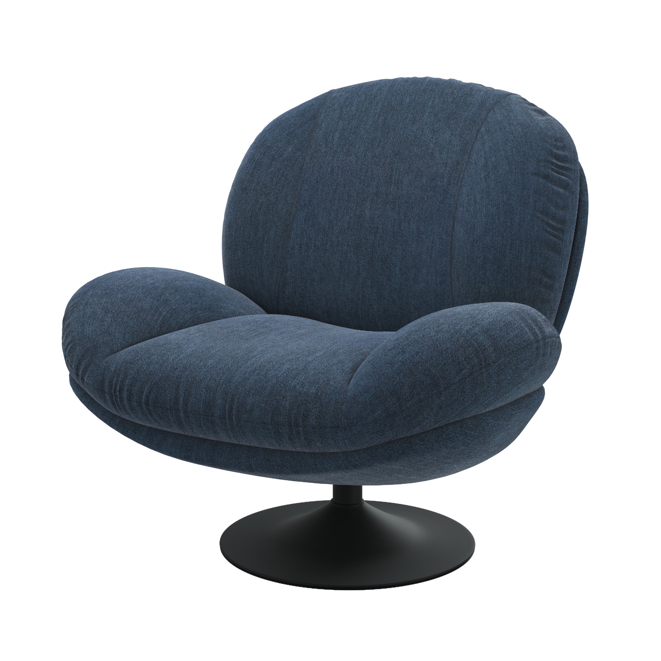 Fauteuil Ricci pivotant en tissu effet velours bleu foncé