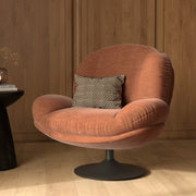 Fauteuil Ricci pivotant en tissu effet velours marron