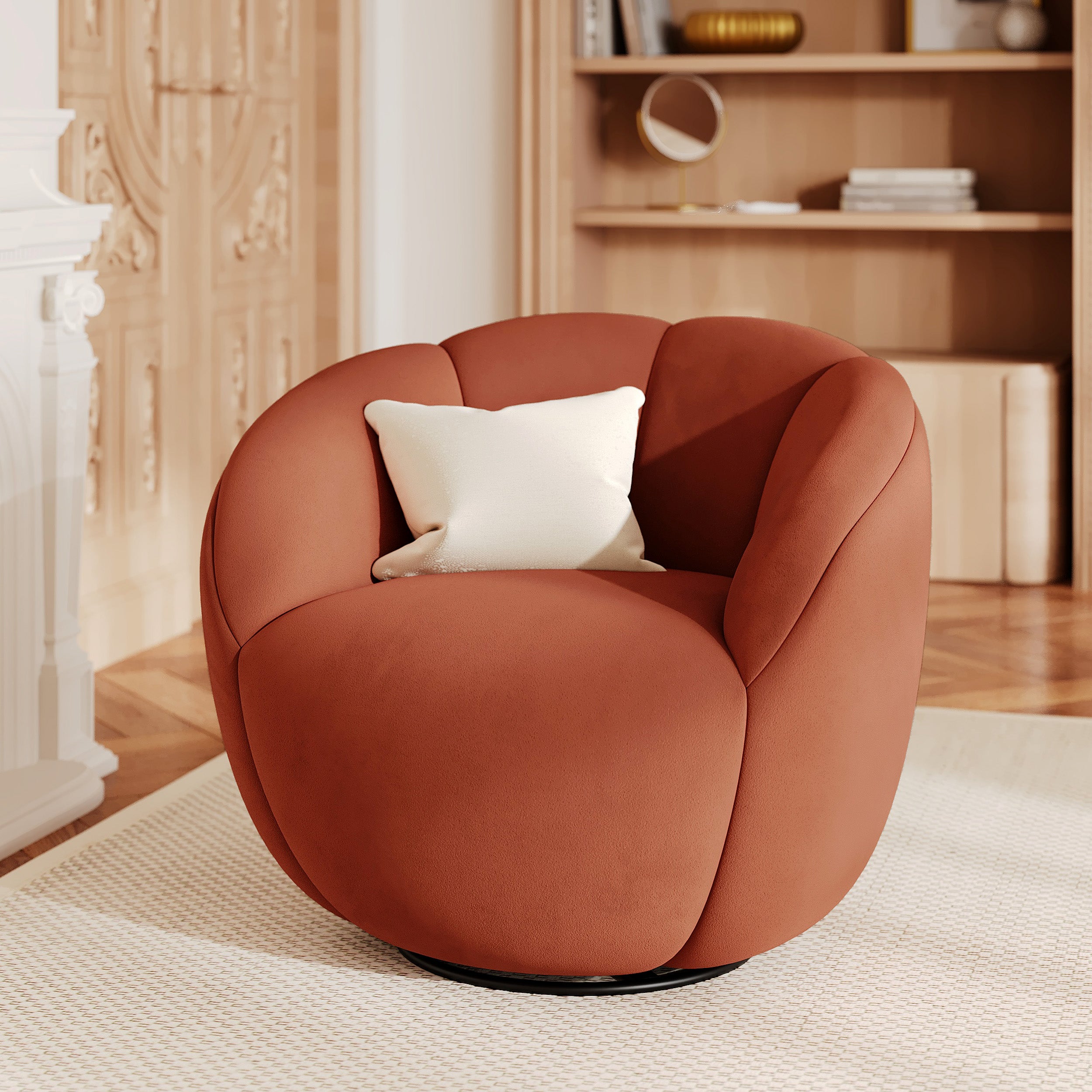 Fauteuil pivotant Ysé en velours rouge foncé