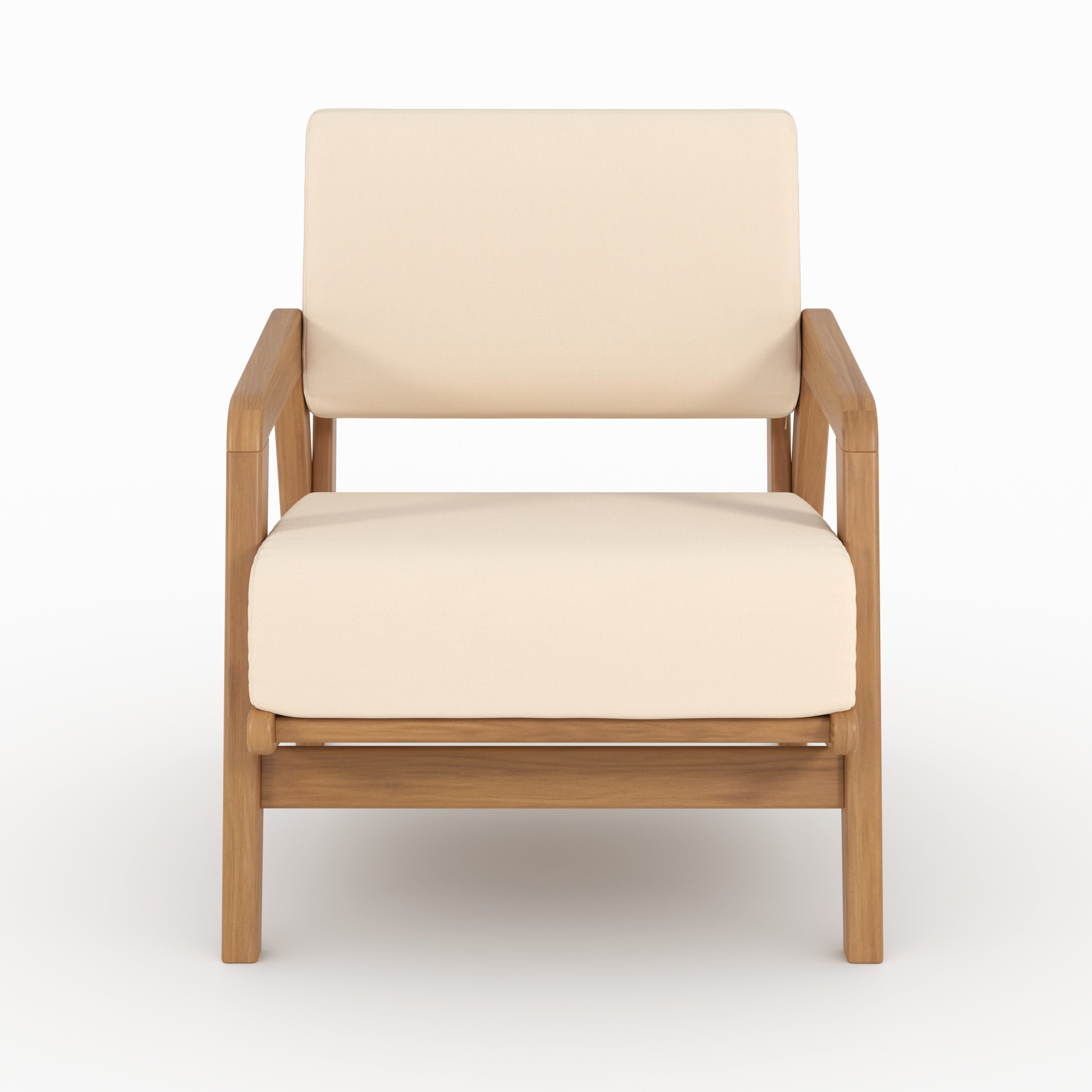 Fauteuil de jardin Siargao en bois d'acacia et tissu beige clair