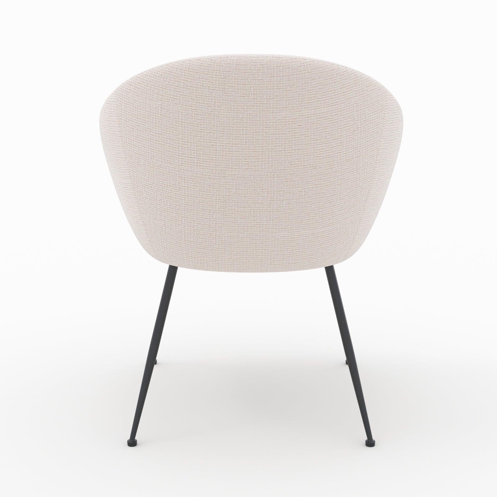 fauteuil socky en tissu blanc chine pieds fins noirs accoudoirs