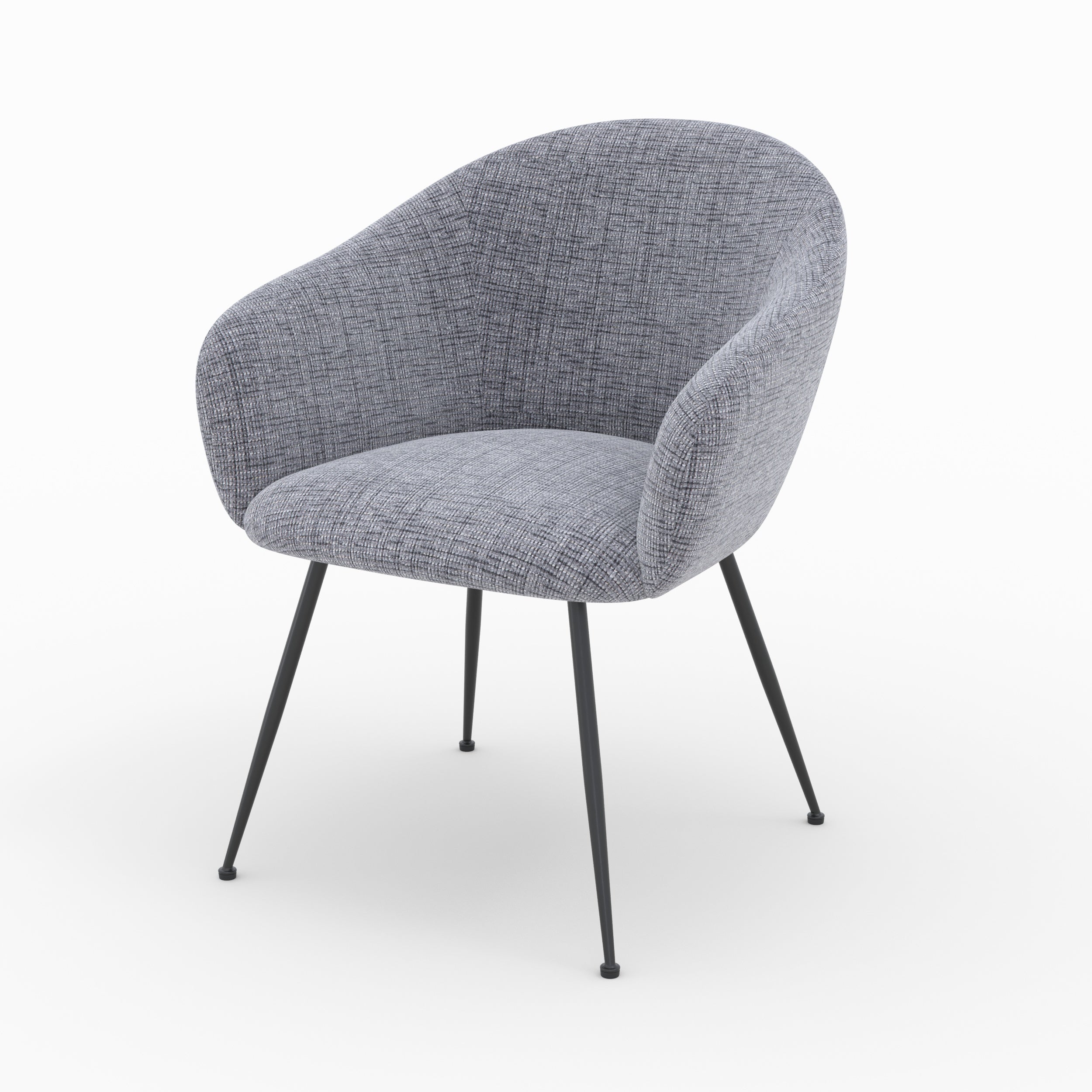 fauteuil socky en tissu gris chine pieds fins noirs