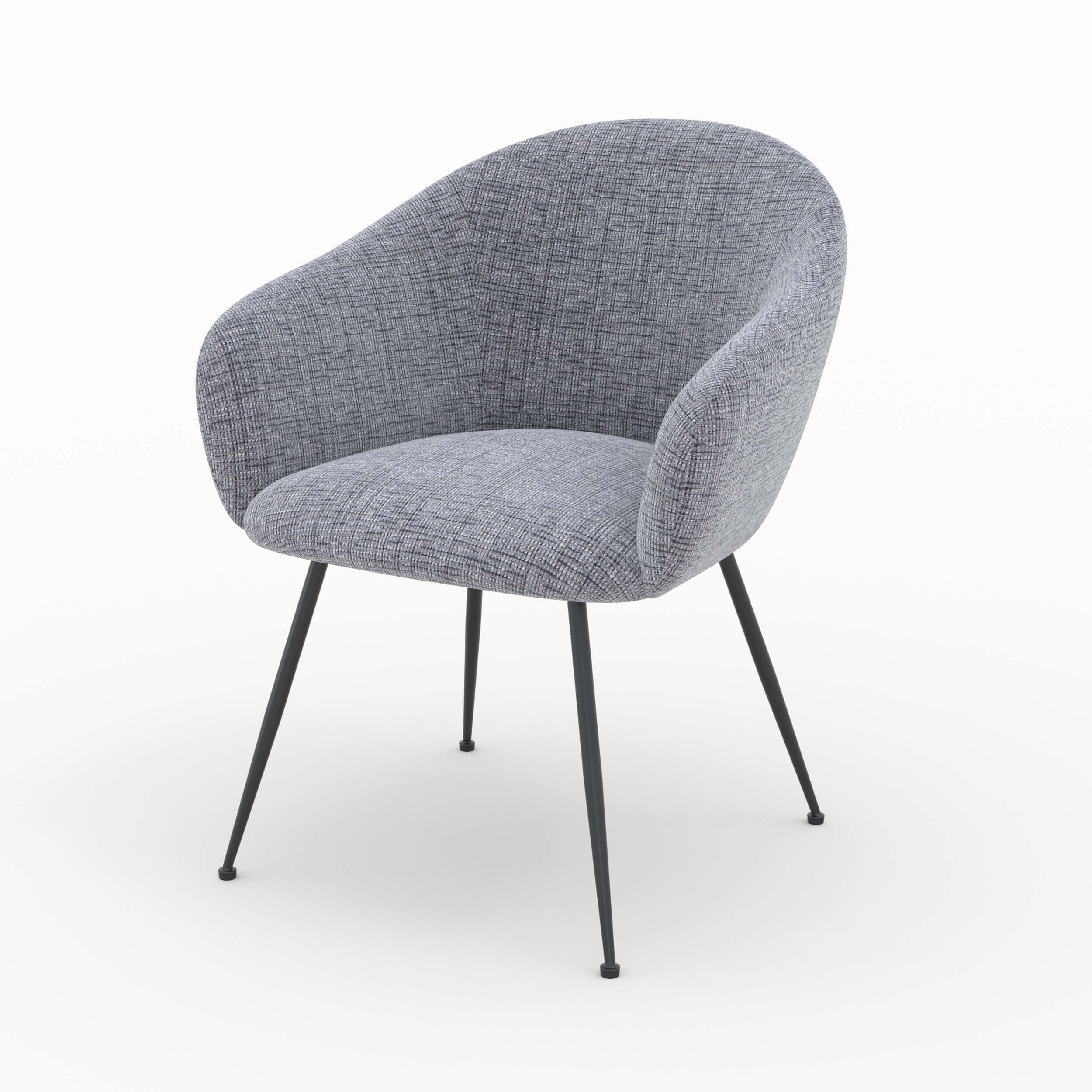 fauteuil socky en tissu gris chine pieds fins noirs