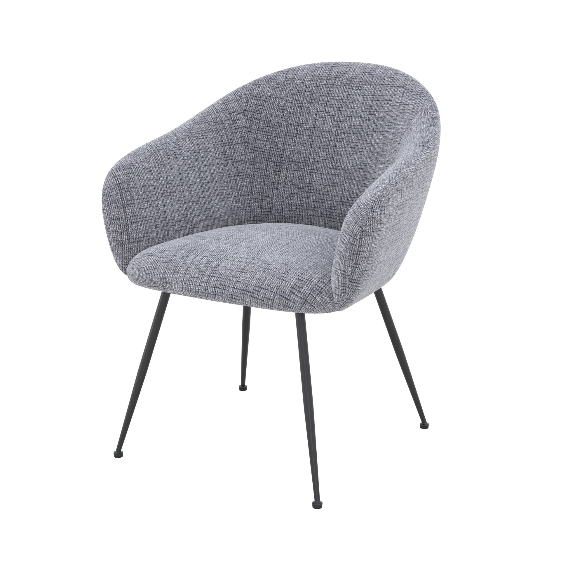 fauteuil socky tissu gris chine pieds fins metal noir fond blanc