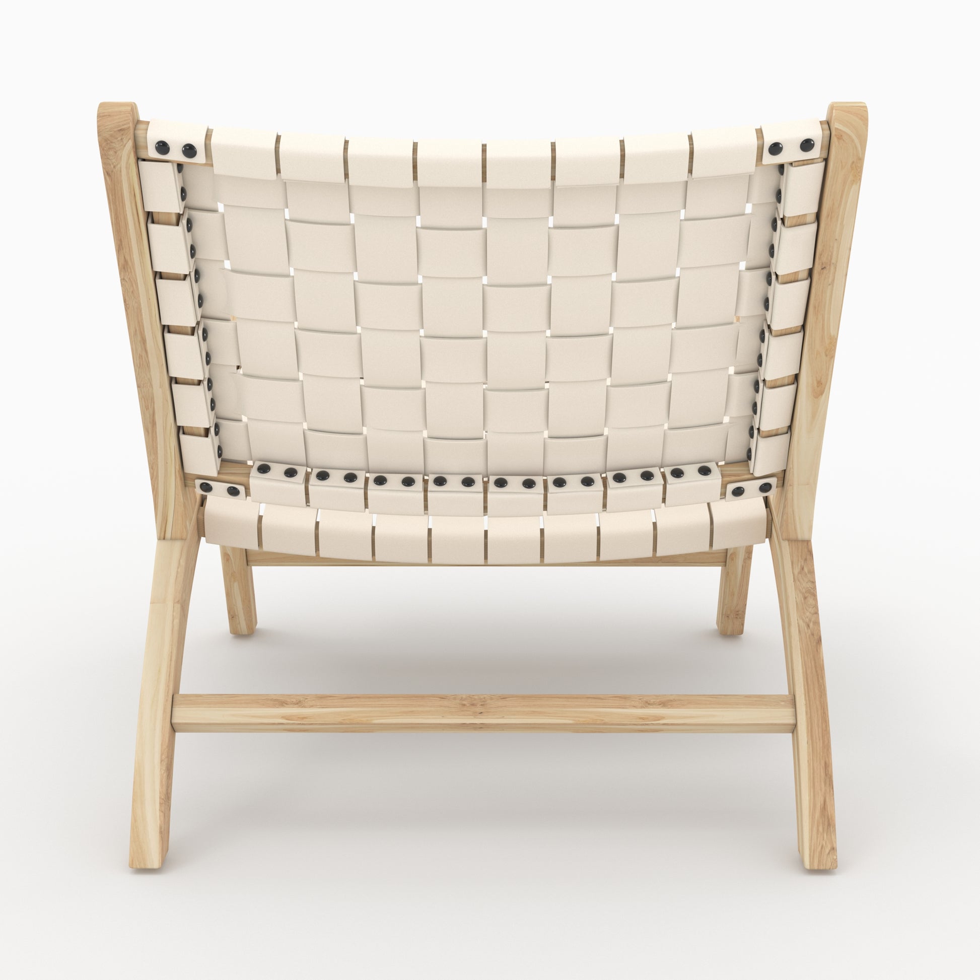 fauteuil style transat cuir blanc kuna tresse