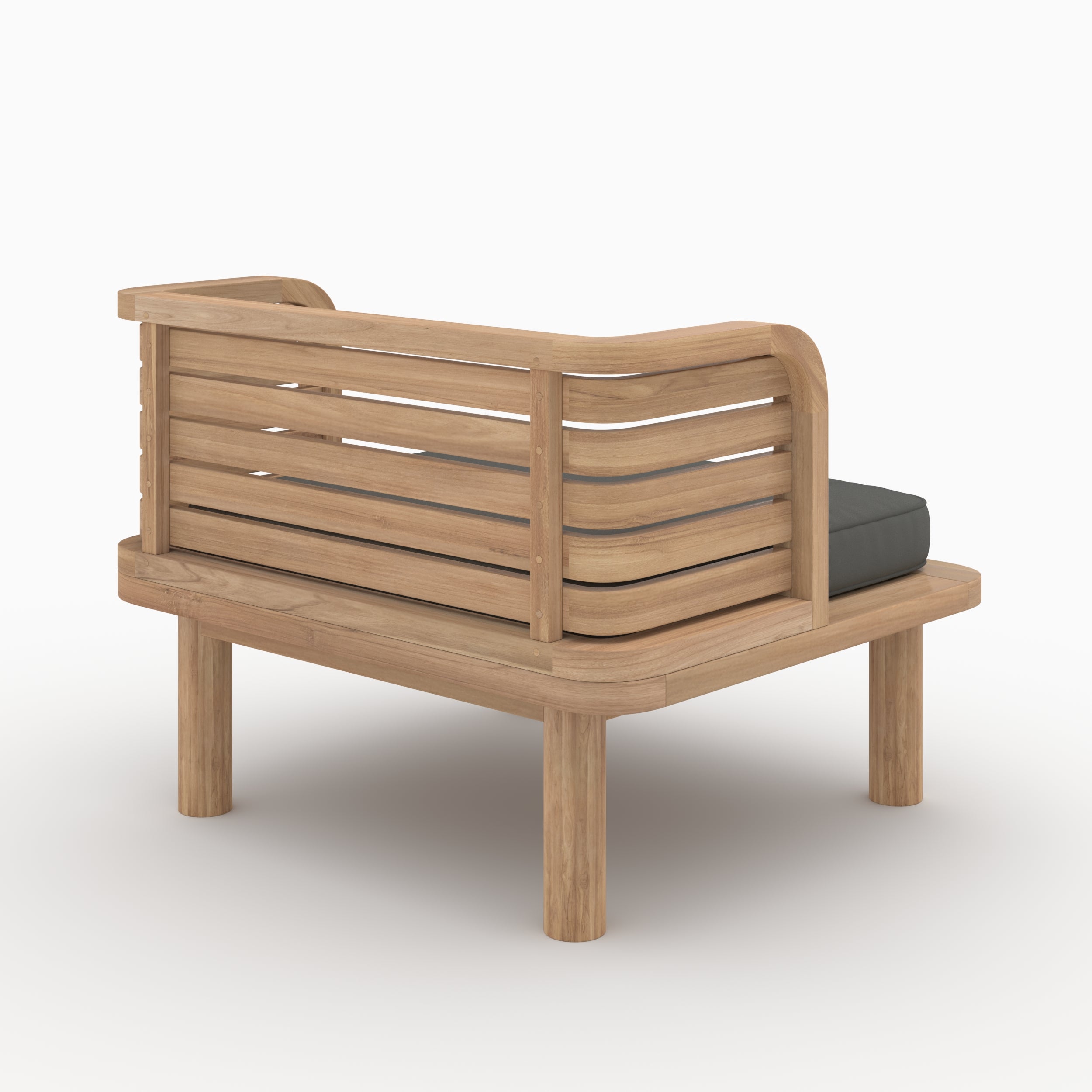 Fauteuil de jardin Kilda en teck massif et coussin gris