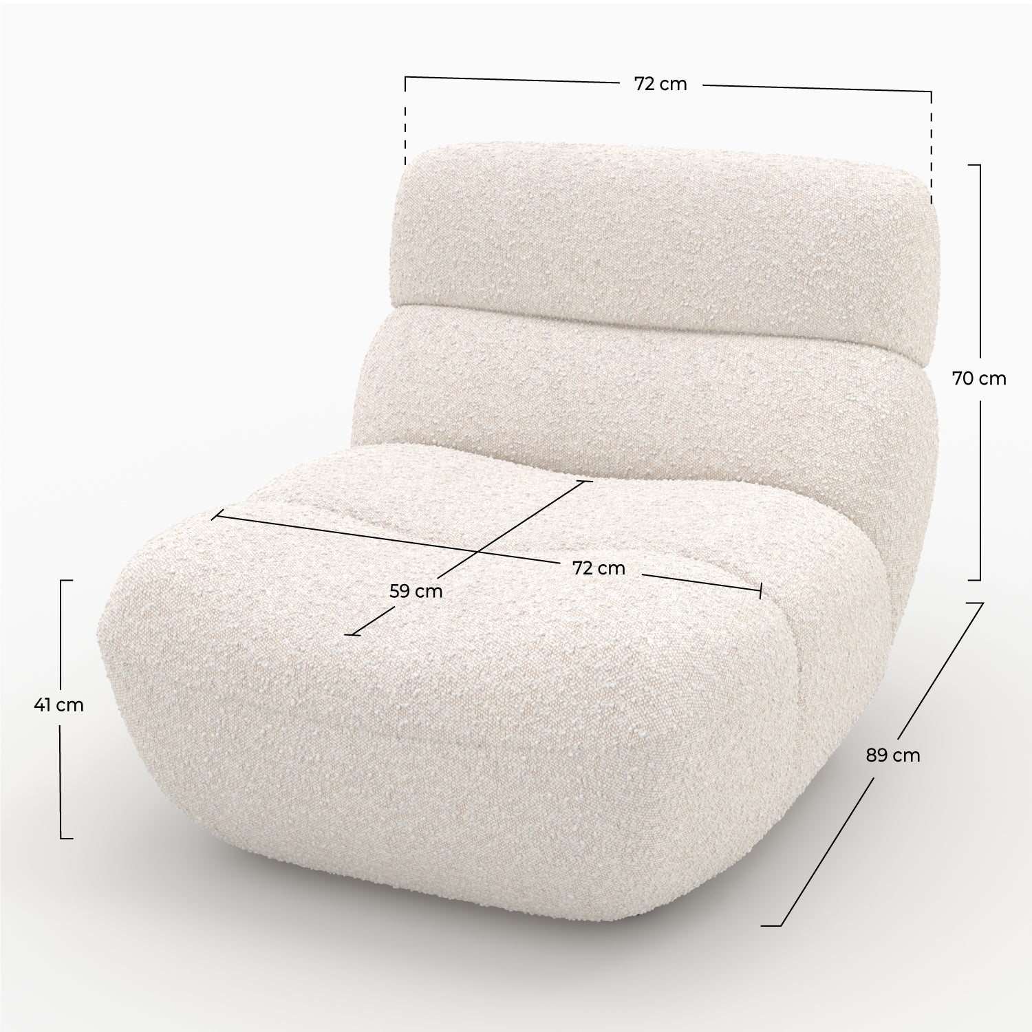 fauteuil teddy style relax boucle blanc design