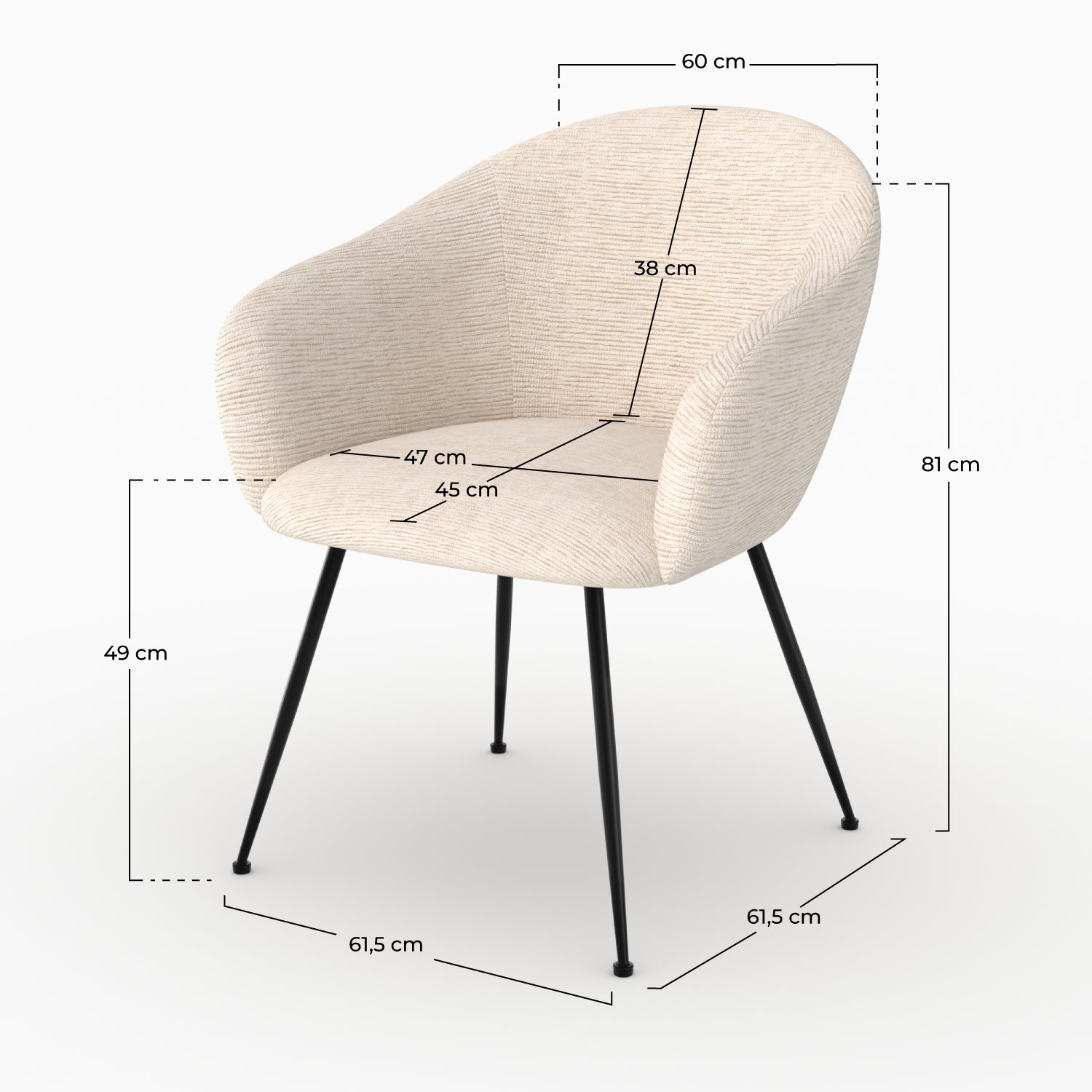 Fauteuil Socky en tissu blanc