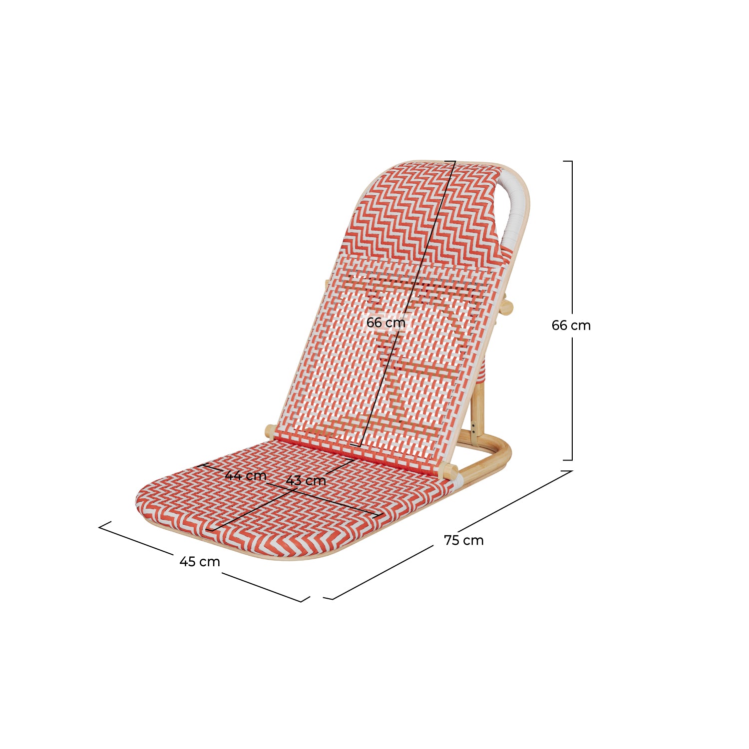 favignana chaise de plage orange pliable en tissage synthetique