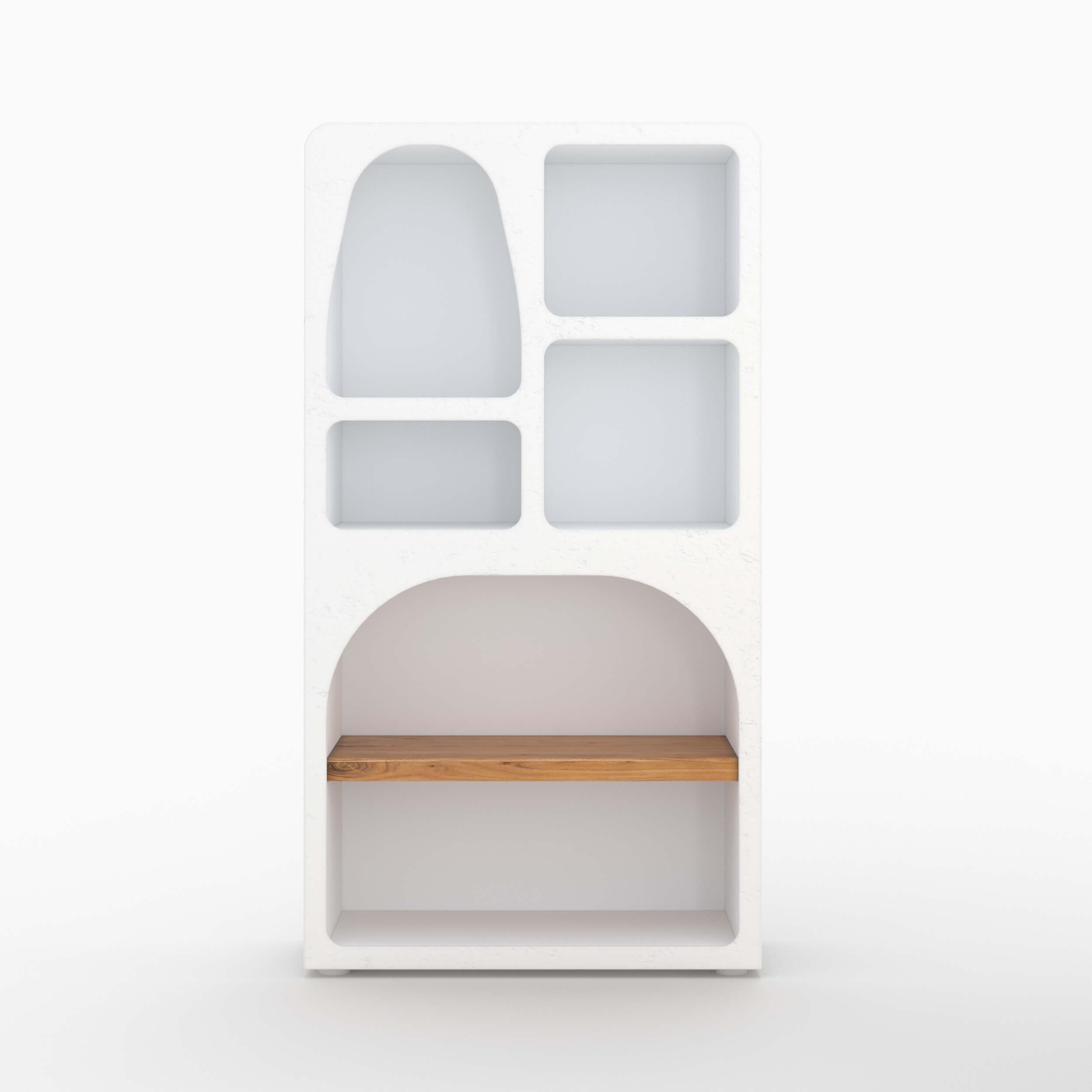 fira bibliotheque en beton blanc casse 6 niches